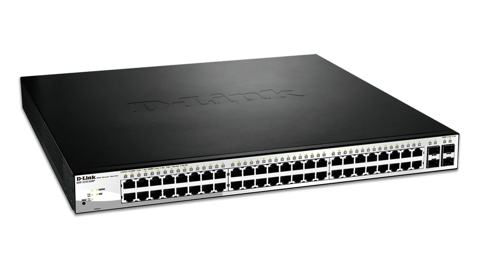 D-Link DGS-1210-52MP Managed L2 Gigabit Ethernet (10/100/1000) Power over Ethernet (PoE) Schwarz, Grau