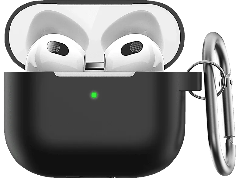 KEYBUDZ Elevate Schutzhülle mit Karabiner für Apple AirPods 3 Schutzcase, Schwarz