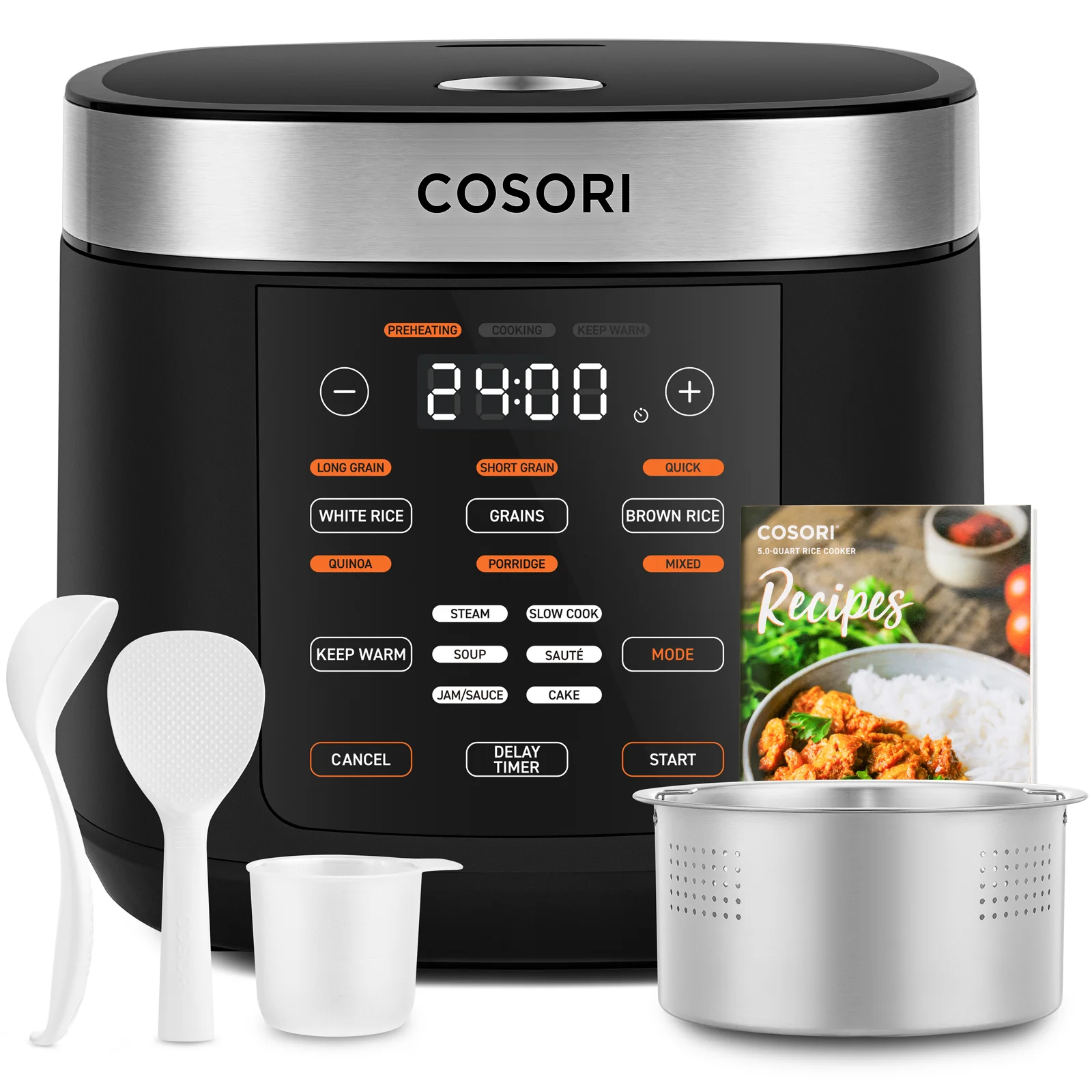 Cosori Multi-Cooker Chef Edition Reiskocher 5 l 970 W Schwarz, Silber