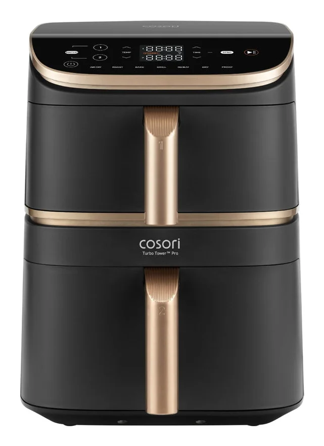 Cosori Turbo Tower Pro Smart Doppel 10,8 l Eigenständig 2630 W Heißluftfritteuse Schwarz, Gold