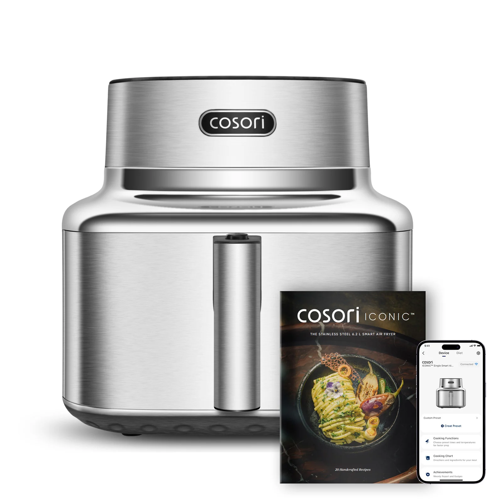 Cosori ICONIC Single Einzelbild 6,2 l Eigenständig 1725 W Heißluftfritteuse Edelstahl