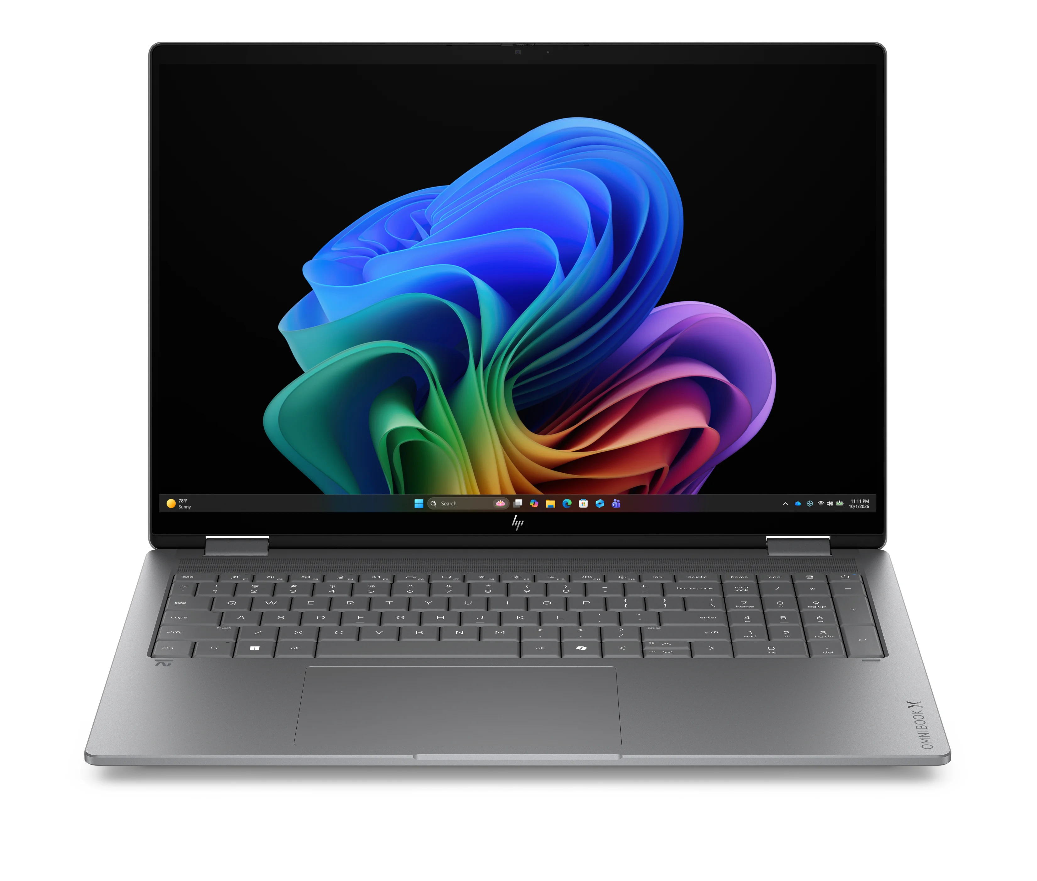 HP OmniBook X Flip 2-in-1 Laptop Next Gen AI 16-cc0184ng Copilot+ PC AMD Ryzen AI 7 445 40,6 cm (16") Touchscreen 3K 32 GB LPDDR5x-SDRAM 1 TB SSD Wi-Fi 7 (802.11be) Windows 11 Home Silber