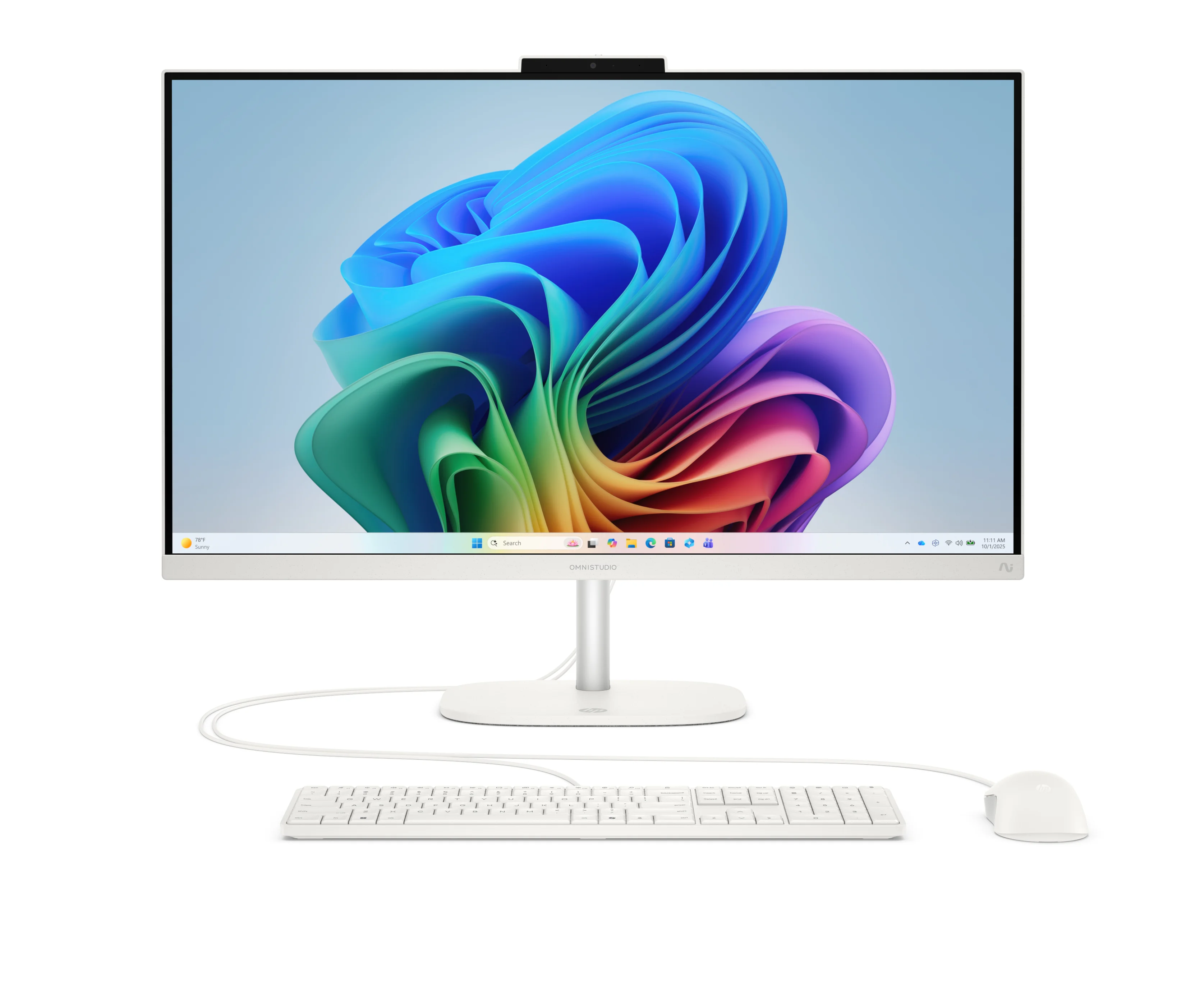 HP OmniStudio Next Gen AI 27-cw0174ng PC Copilot+ PC AMD Ryzen AI 7 445 68,6 cm (27") 2560 x 1440 Pixel All-in-One-PC 24 GB DDR5-SDRAM 512 GB SSD Windows 11 Home Wi-Fi 6 (802.11ax) Weiß