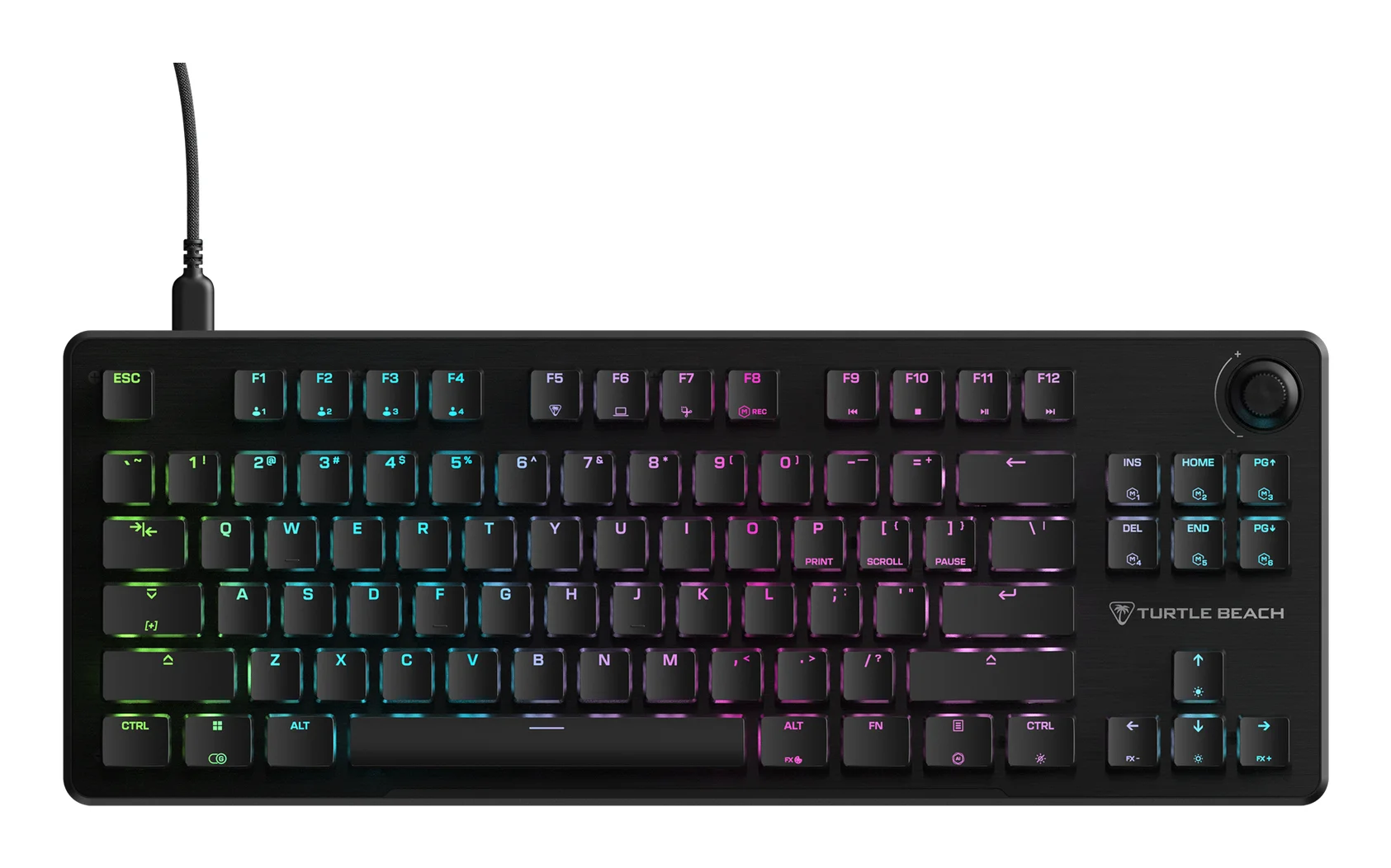 Turtle Beach Vulcan II TKL RGB Tenkeyless Mechanische Gaming-Tastatur für PC – Hot-Swap-fähige lineare Schalter, RGB-Beleuchtung pro Taste, Lautstärkeregler, Geräuschdämpfung, SOCD - DE Layout