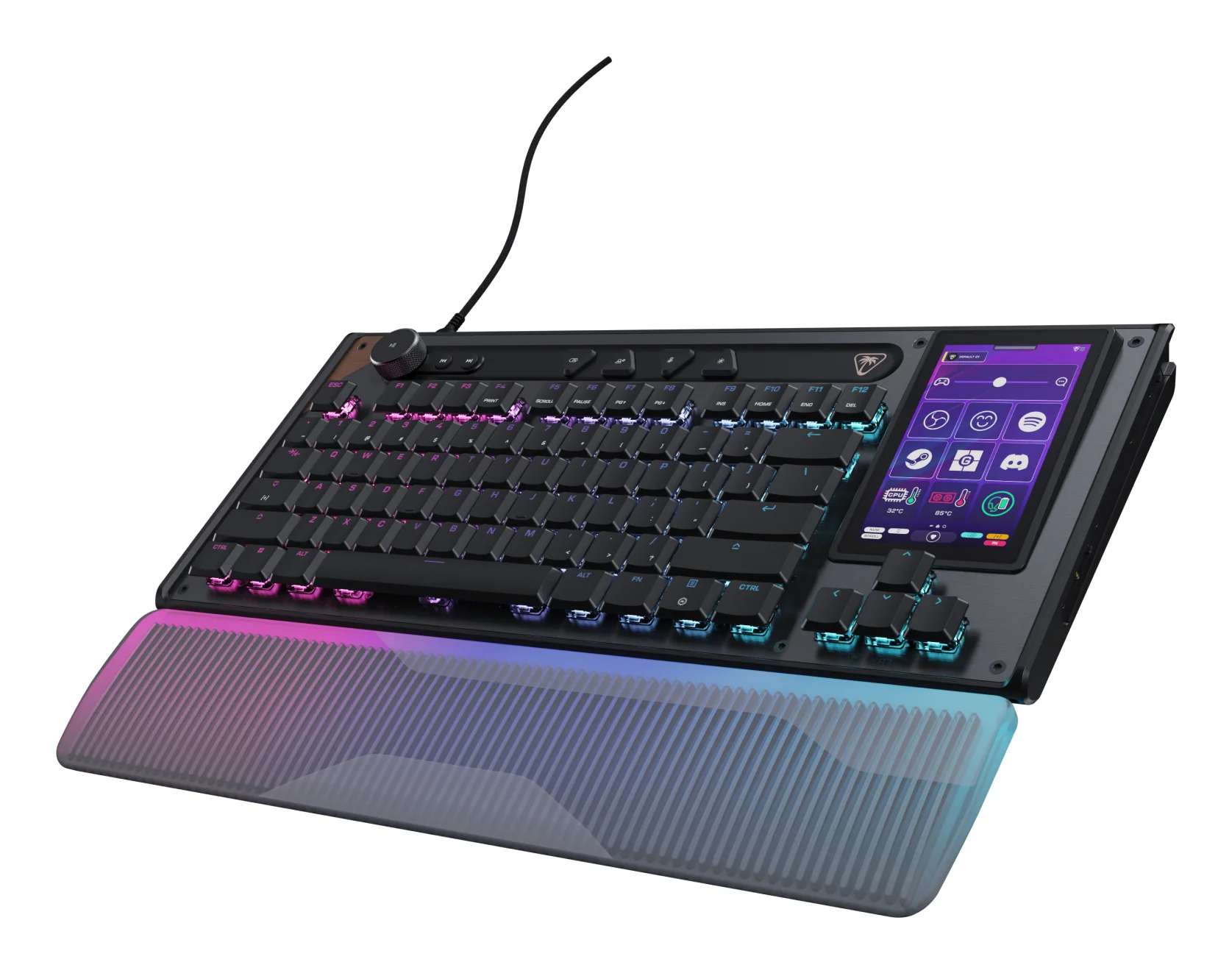 Turtle Beach Command Series KB7 TKL Wired Gaming-Tastatur - Kommando-Display mit 4,3-Zoll-Touchscreen, Flache Titan-Hall-Effekt-Schalter, 8K-Abrufrate, RGB-Beleuchtung, DE-Layout