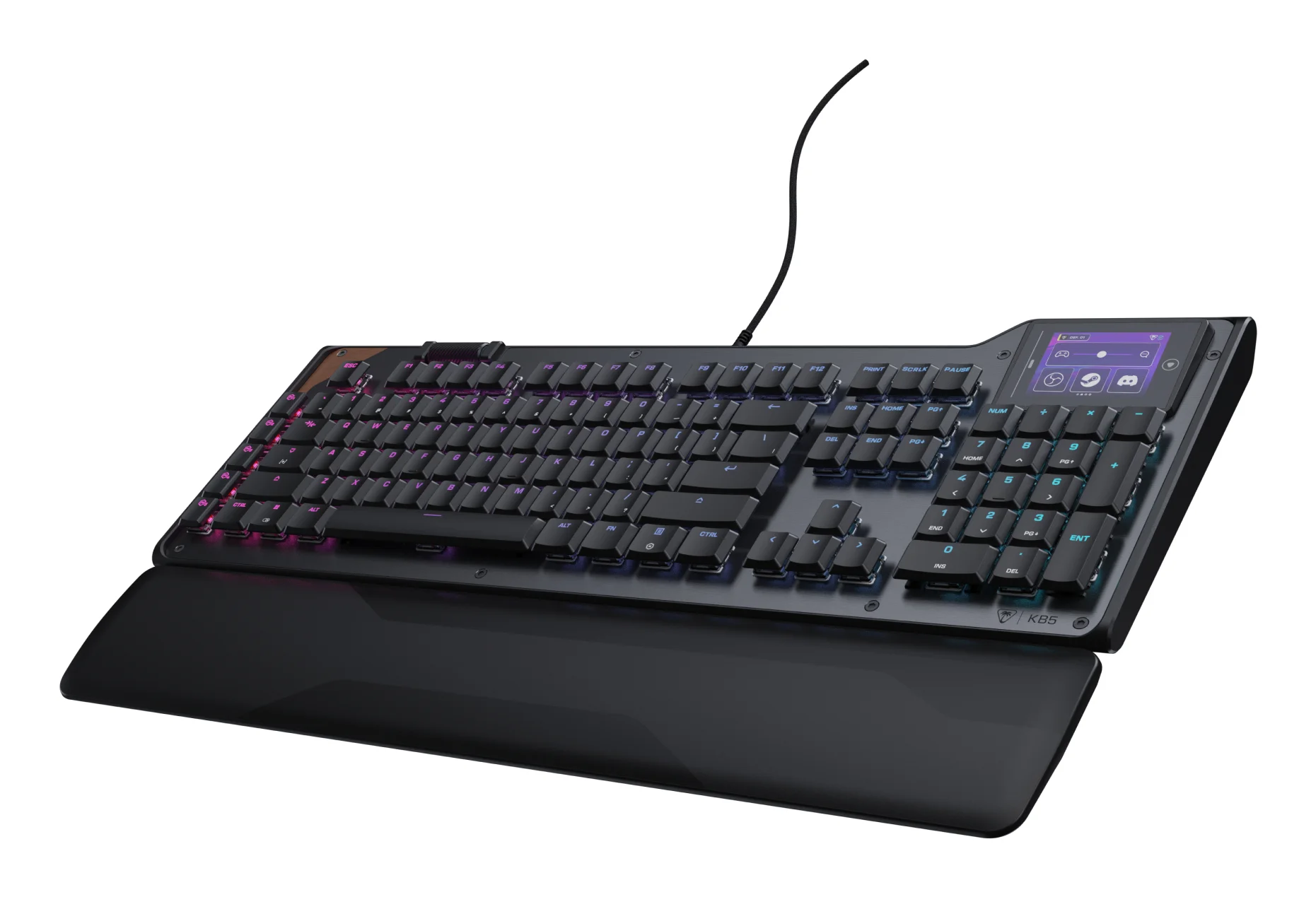 Turtle Beach Command Series KB5 Wired mechanische Gaming-Tastatur - 2,4-Zoll-Touchscreen, flachen Titan-Schaltern, echter 8K-Abrufrate, RGB-Beleuchtung, DE-Layout