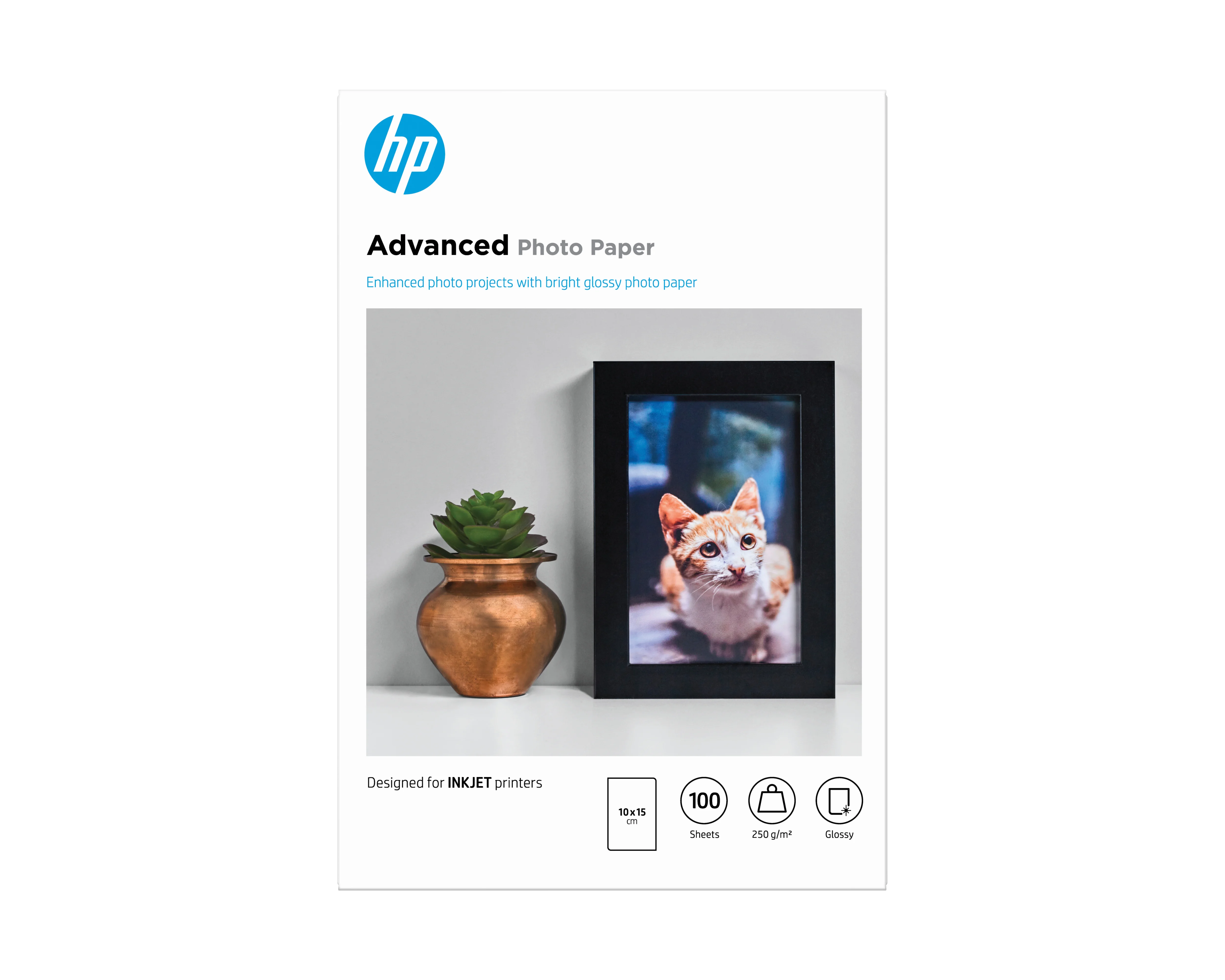 HP Advanced Fotopapier glänzend, 250 g/m2, 10 x 15 cm (101 x 152 mm), 100 Blatt