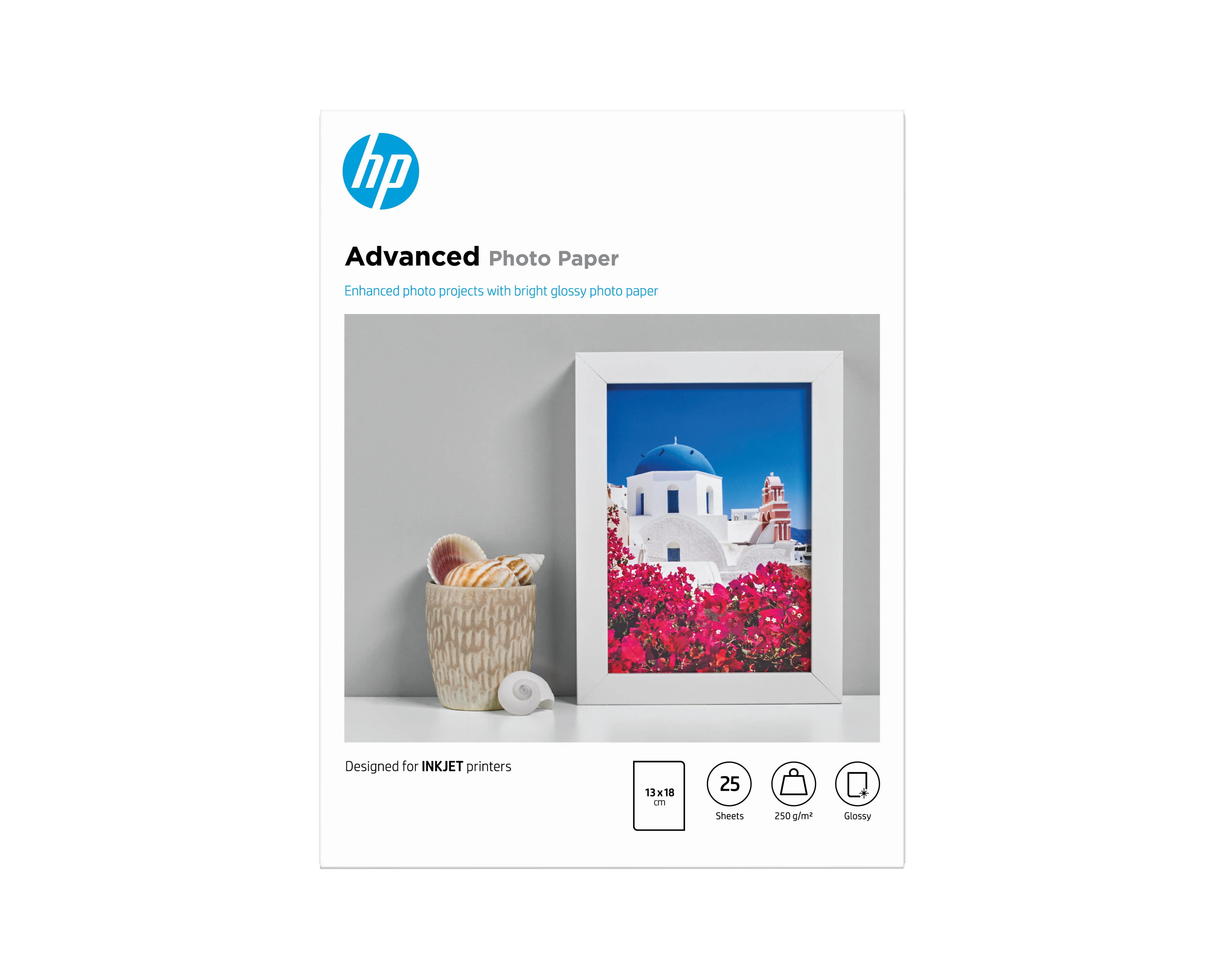 HP Advanced Fotopapier, glänzend, 250 g/m2, 13 x 18 cm (127 x 178 mm), 25 Blatt