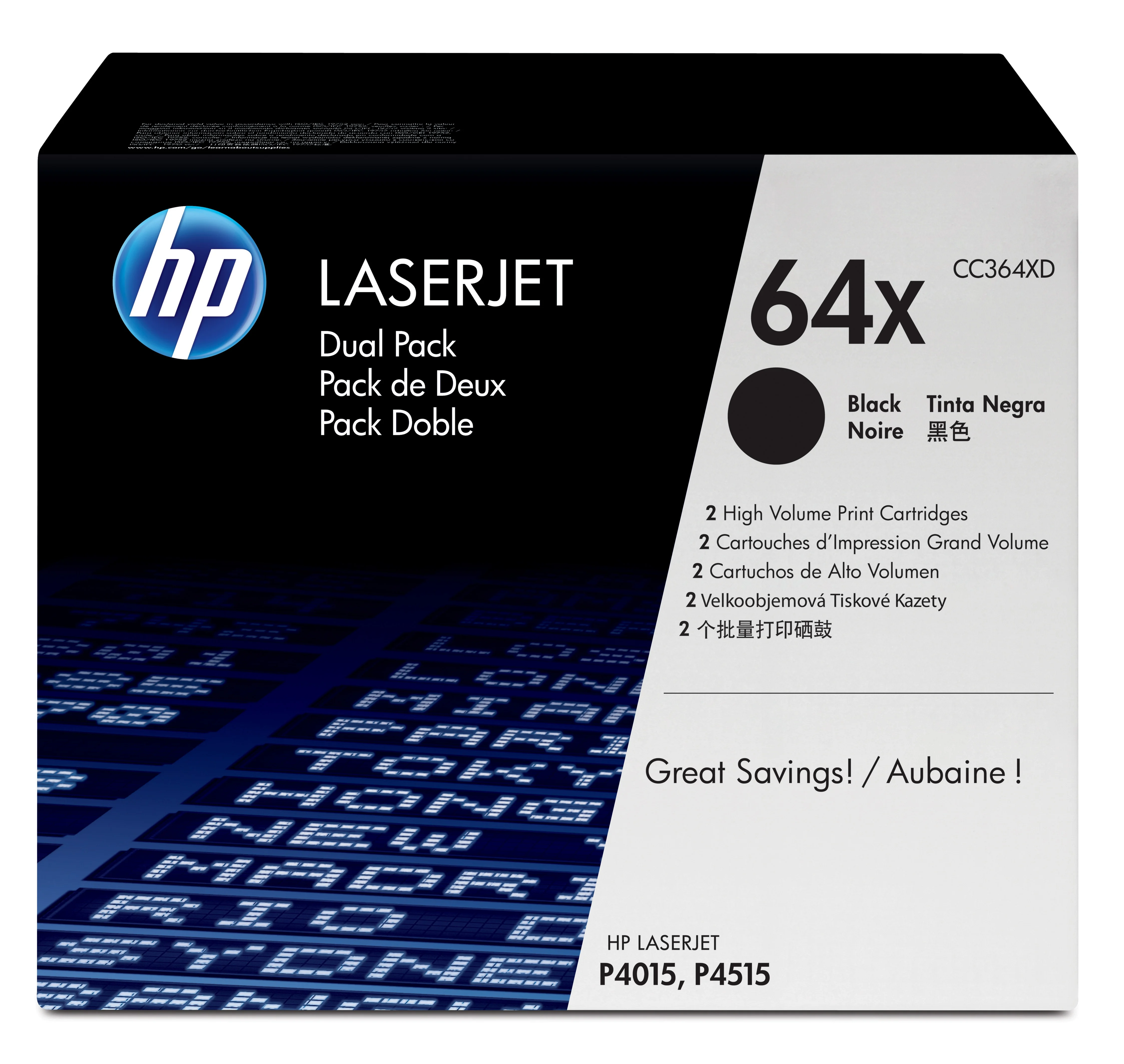HP 64X 2er-Pack Schwarz Original LaserJet Tonerkartusche mit hoher Reichweite