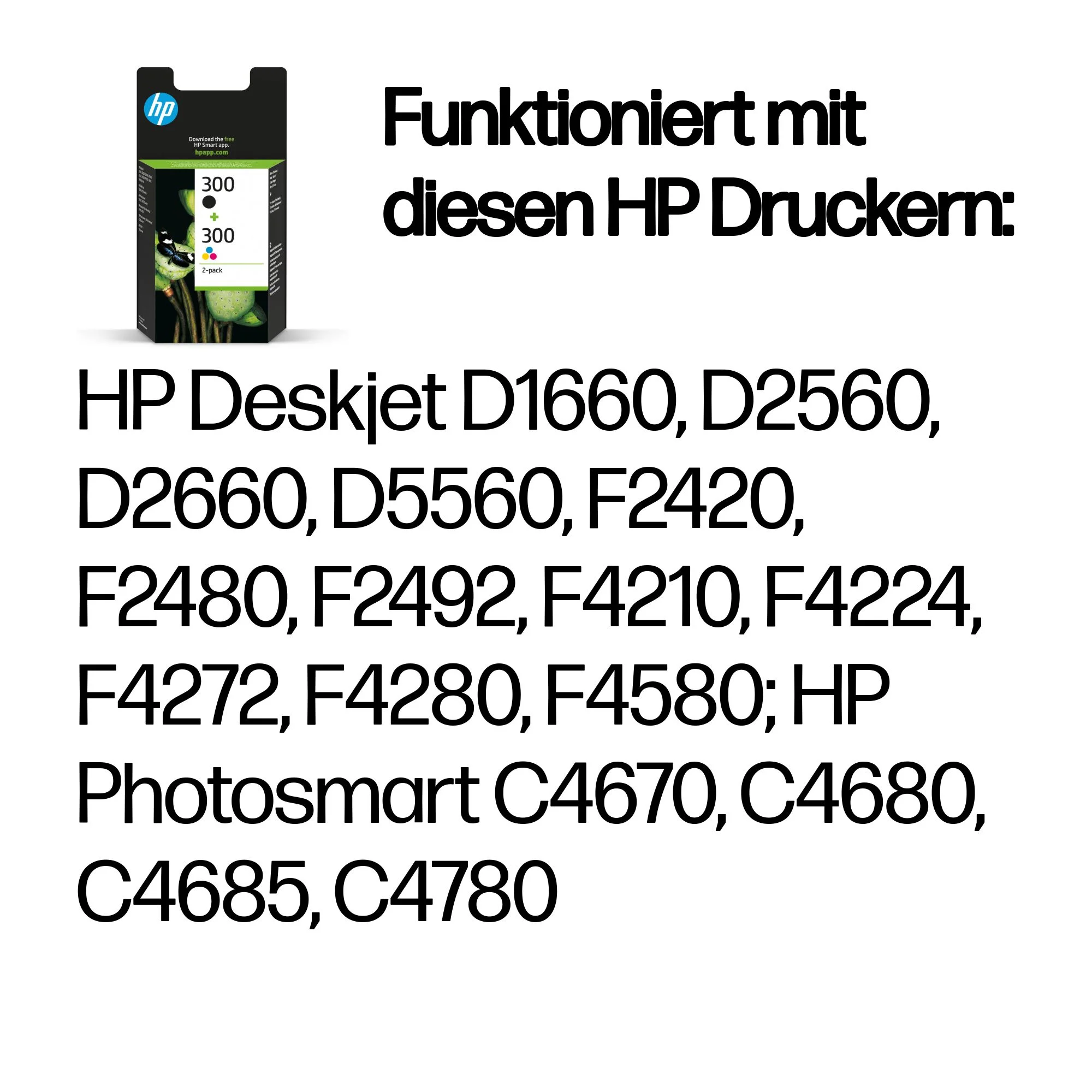 HP 300 2er-Pack Schwarz/Cyan/Magenta/Gelb Original Druckerpatronen