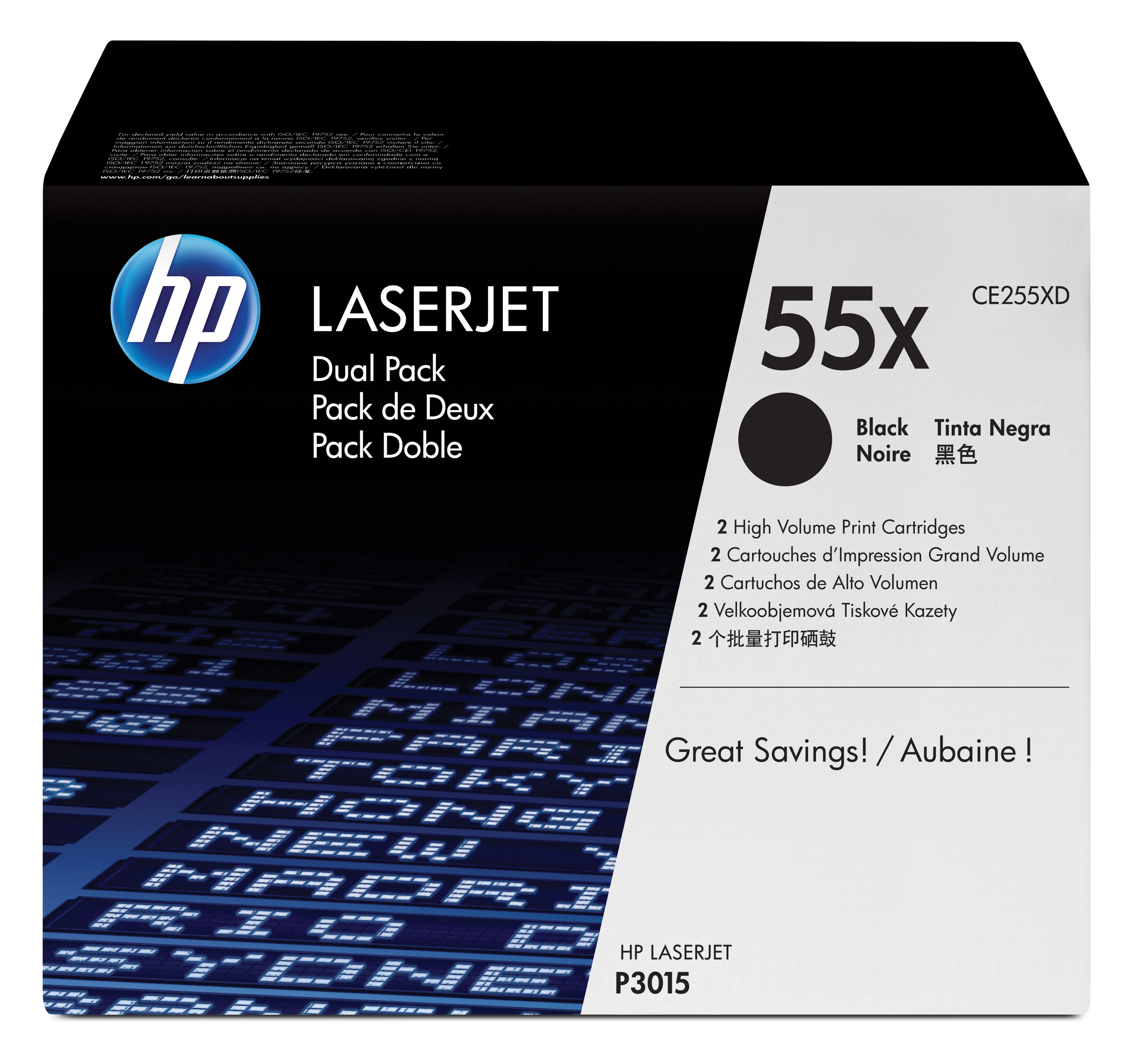 HP 55X 2er-Pack Schwarz Original LaserJet Tonerkartusche mit hoher Reichweite