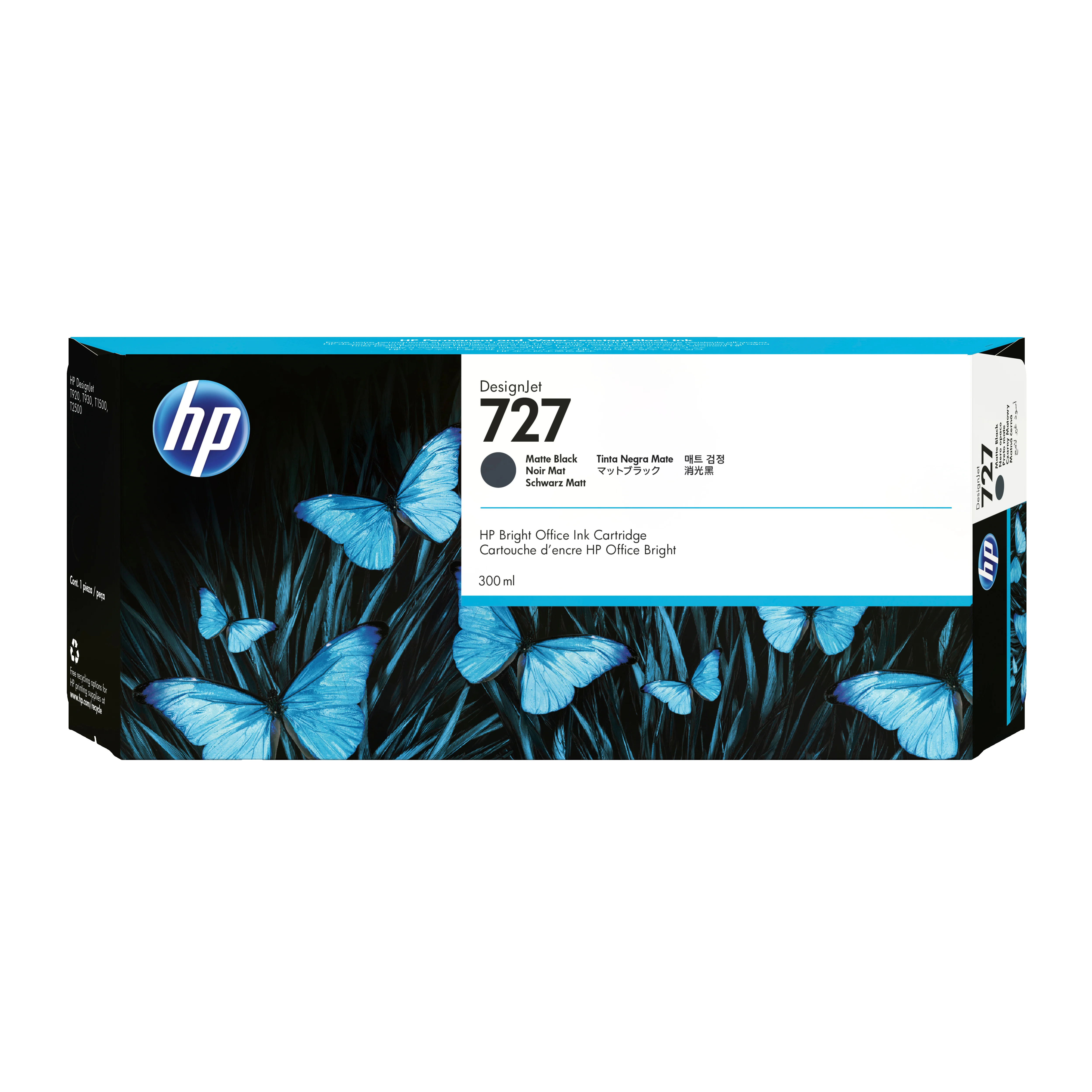 HP 727 Mattschwarz DesignJet Tintenpatrone, 300 ml