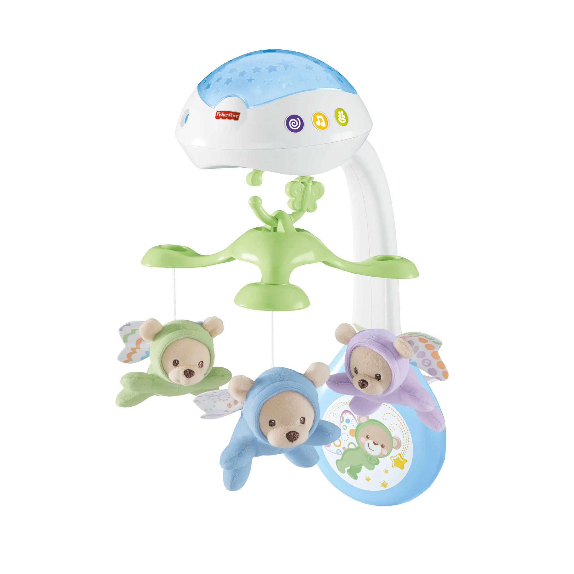 Fisher-Price 3-in-1 Traumbärchen Baby Mobile, Spieluhr, Nachtlicht mit Musik