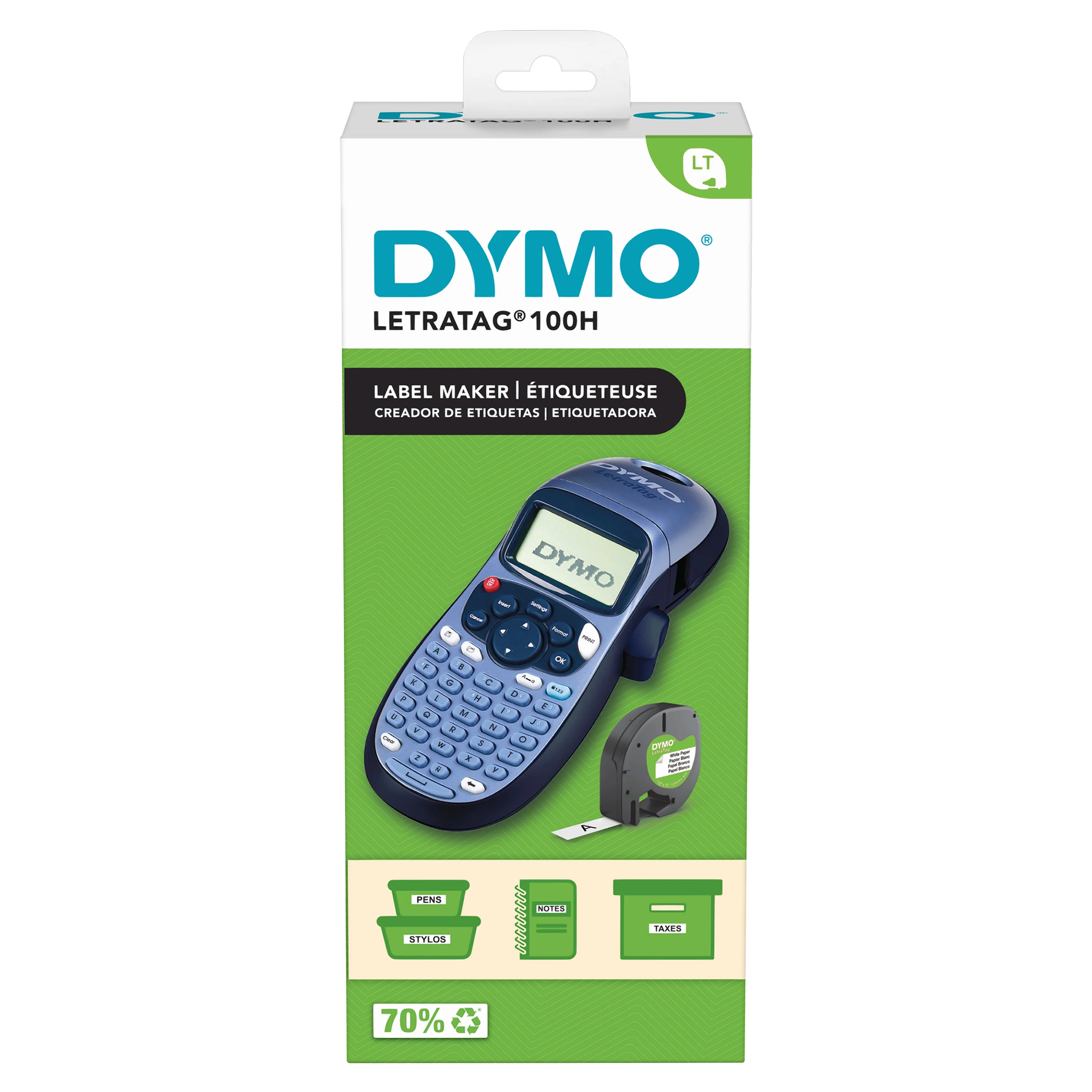 DYMO LetraTag LT-100H Beschriftungsgerät Handgerät | Tragbares Etikettiergerät mit ABC Tastatur | blau | Ideal fürs Büro oder zu Hause