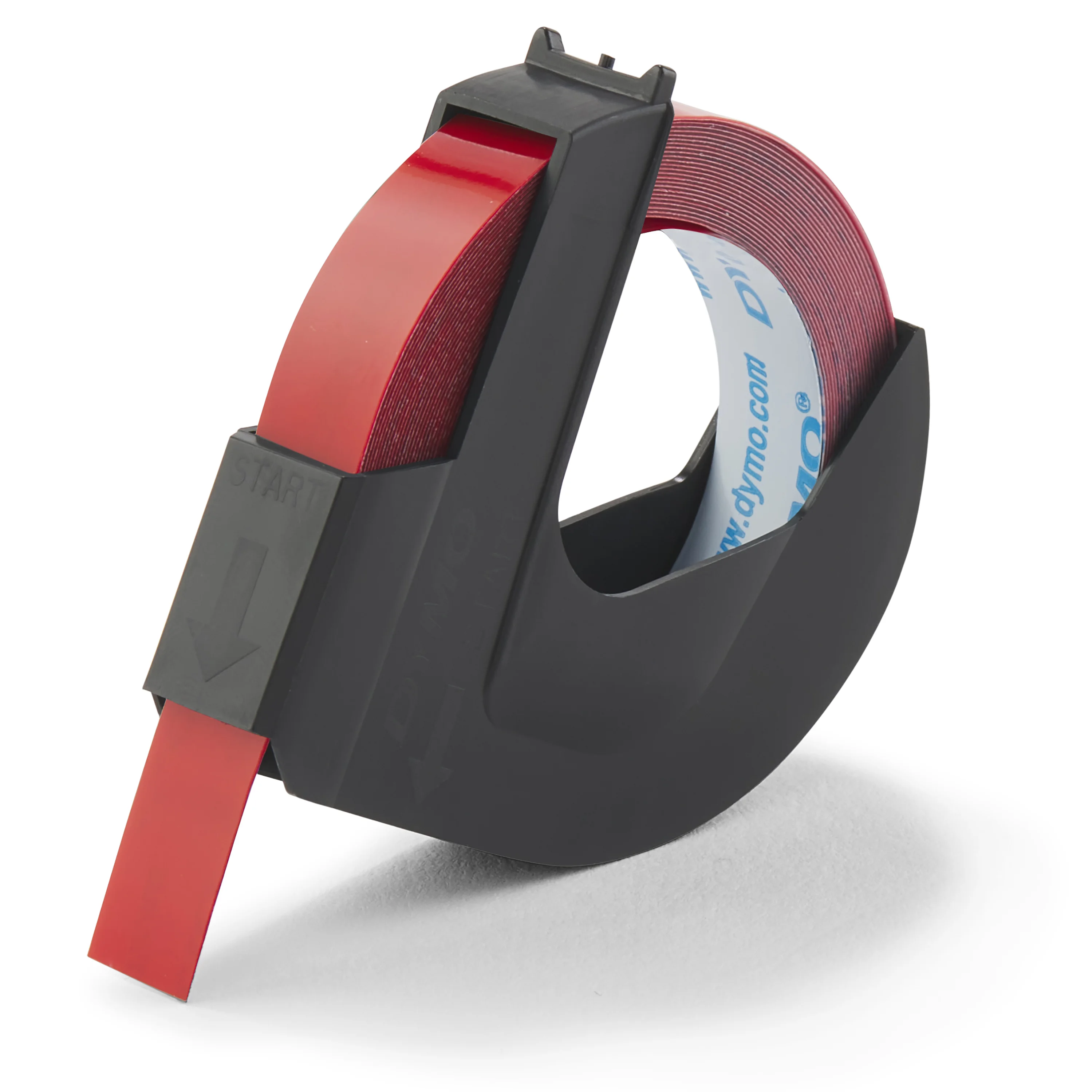 DYMO Original Prägeband | 3D weiß auf rot | 9 mm x 3 m | selbstklebendes Kunststoff Etikettenband | für Junior & Omega Beschriftungsgerät | 1 Stück