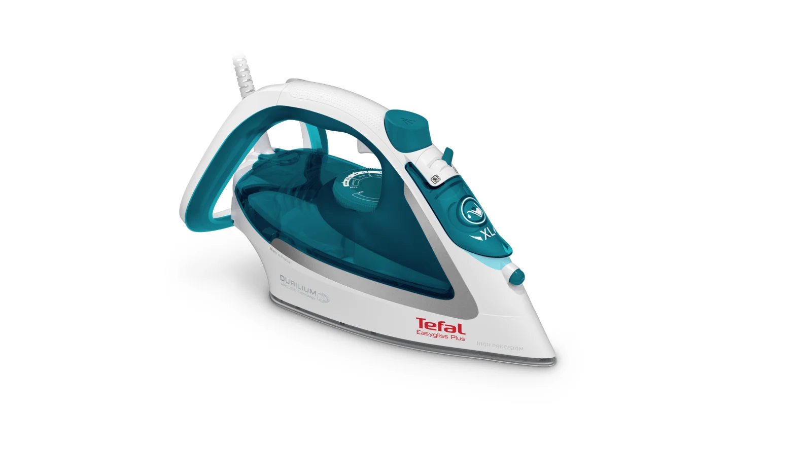 Tefal EasyGliss Plus FV5718 Bügeleisen Trocken- & Dampfbügeleisen Durilium Bügelsohle 2400 W Türkis, Weiß