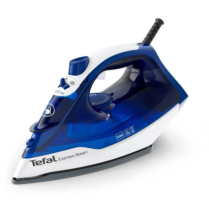 Tefal FV2838 Trocken- & Dampfbügeleisen Cerilium-Sohle 2400 W Blau, Weiß