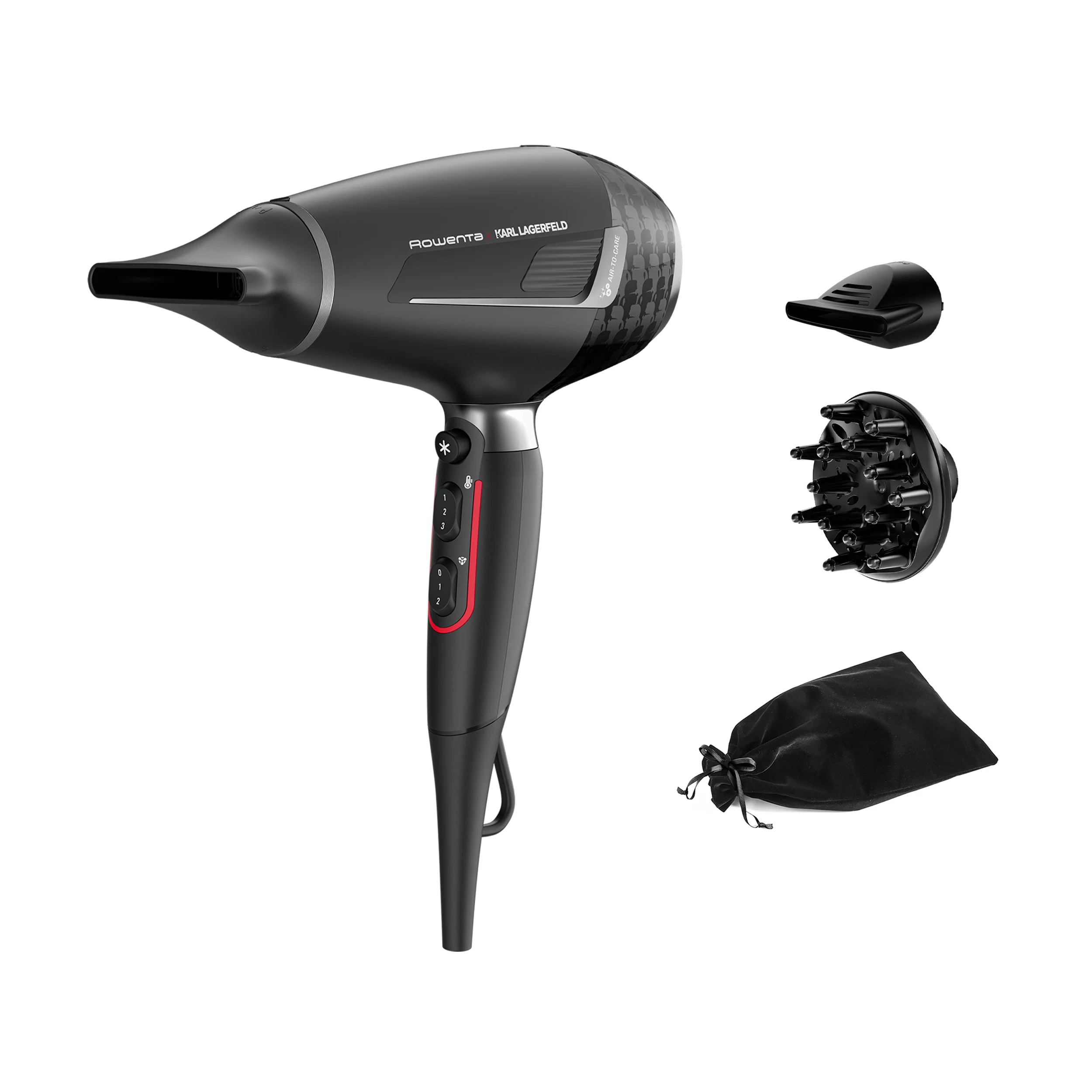 Rowenta K/Pro Stylist CV888L Haartrockner 2200 W Schwarz, Chrom