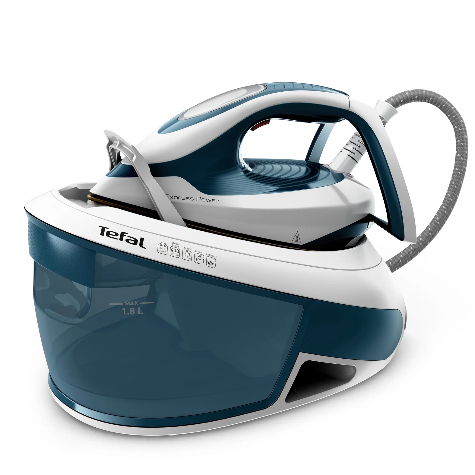 Tefal Express Power SV8111 1,8 l Durilium AirGlide Autoclean soleplate Blau, Weiß