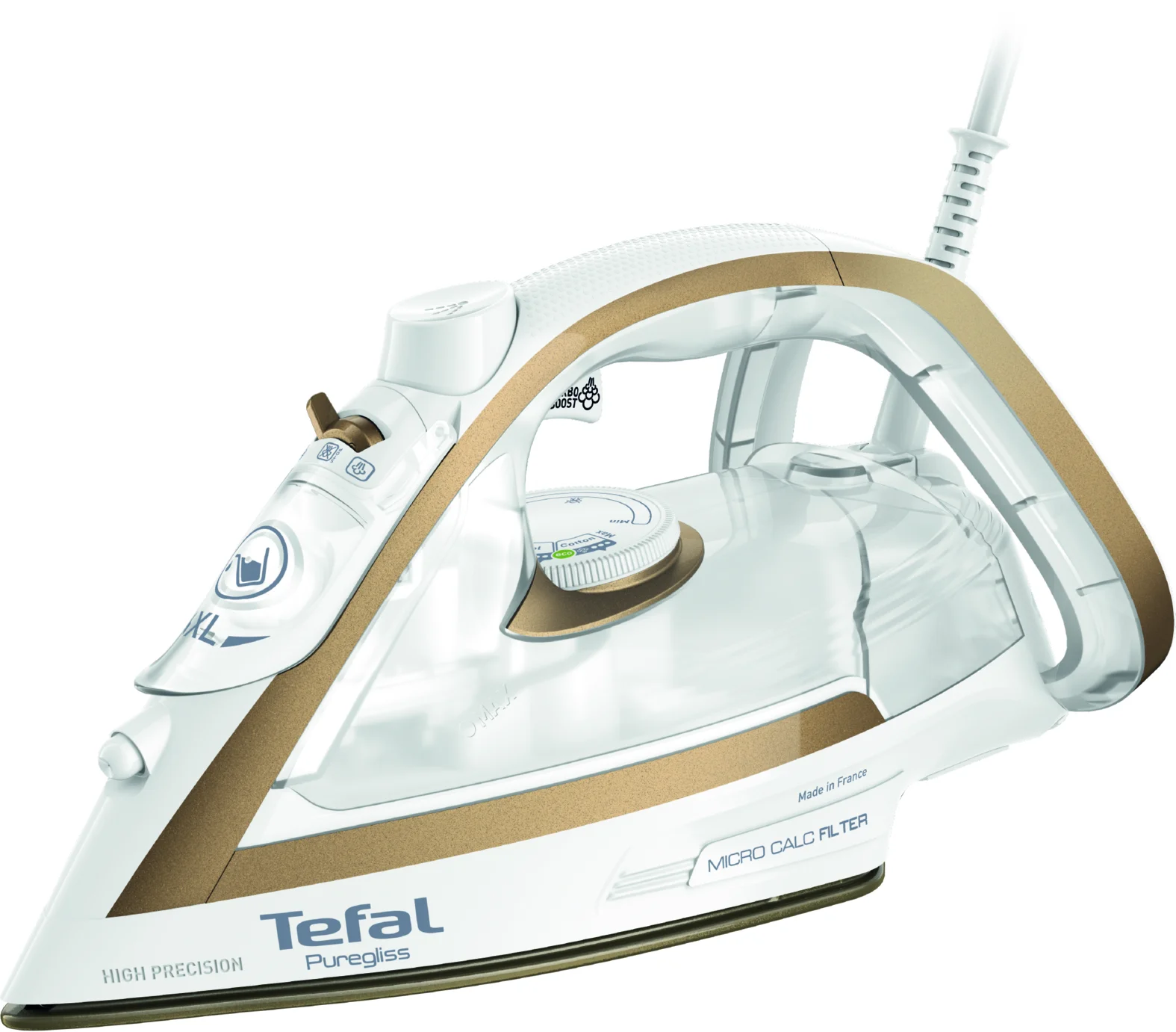 Tefal Puregliss FV8042 Trocken- & Dampfbügeleisen Durilium AirGlide Autoclean soleplate 3000 W Bronze, Weiß