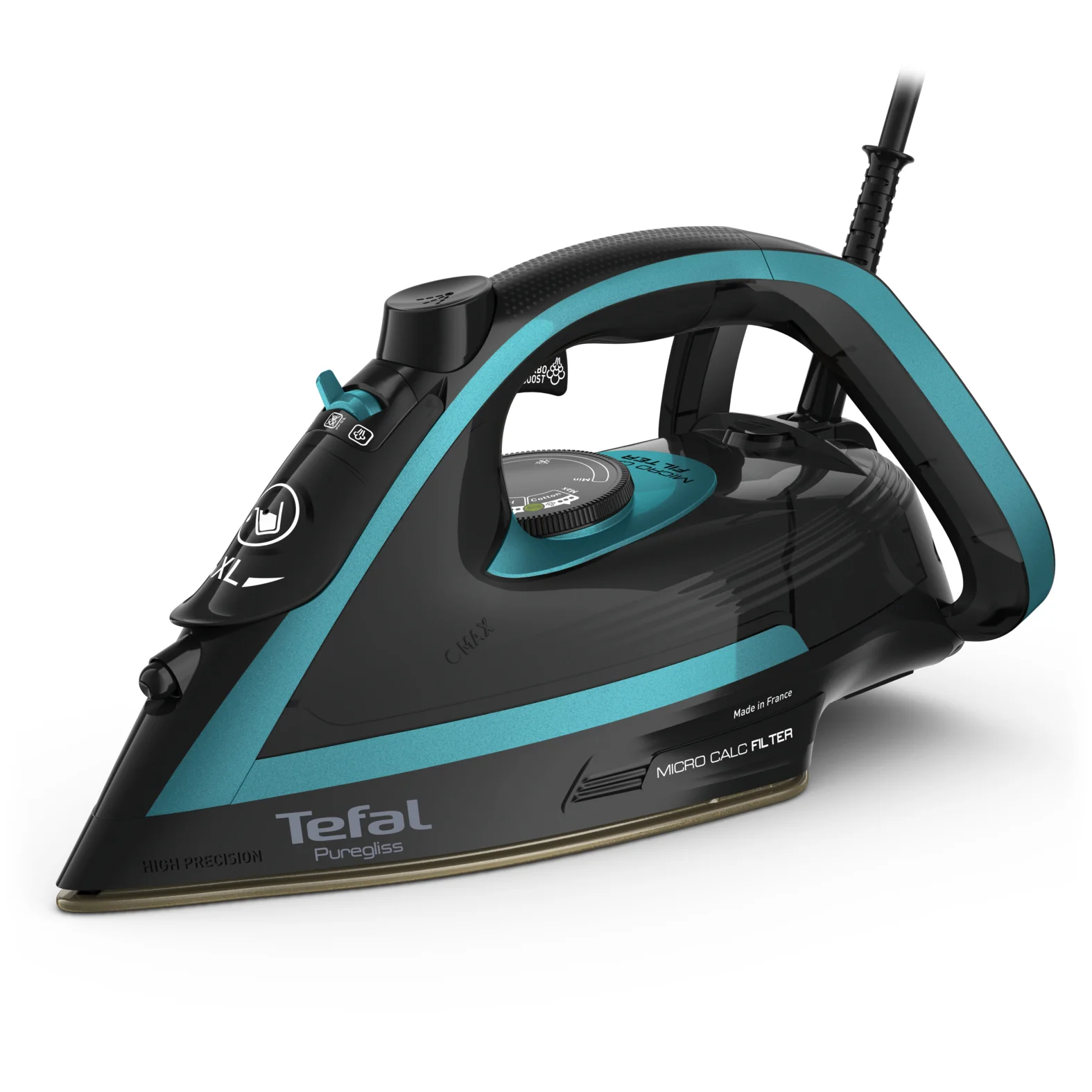 Tefal Puregliss FV8066 Trocken- & Dampfbügeleisen Durilium AirGlide Autoclean soleplate 3000 W Schwarz, Blau