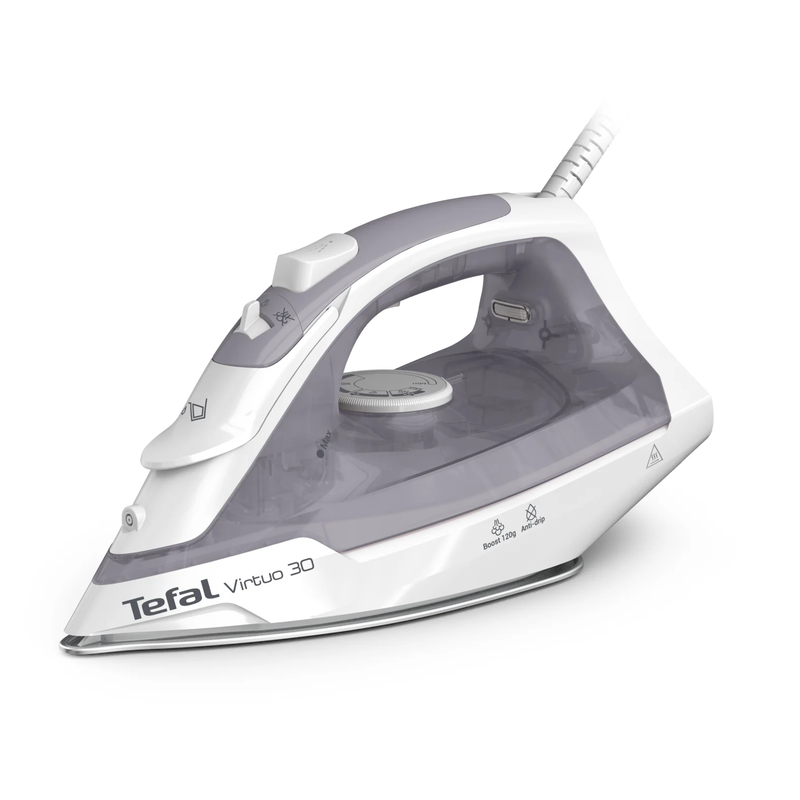Tefal Virtuo 30 FV2C43E0 Bügeleisen Trocken- & Dampfbügeleisen Keramik-Bügelsohle 2000 W Grau, Weiß