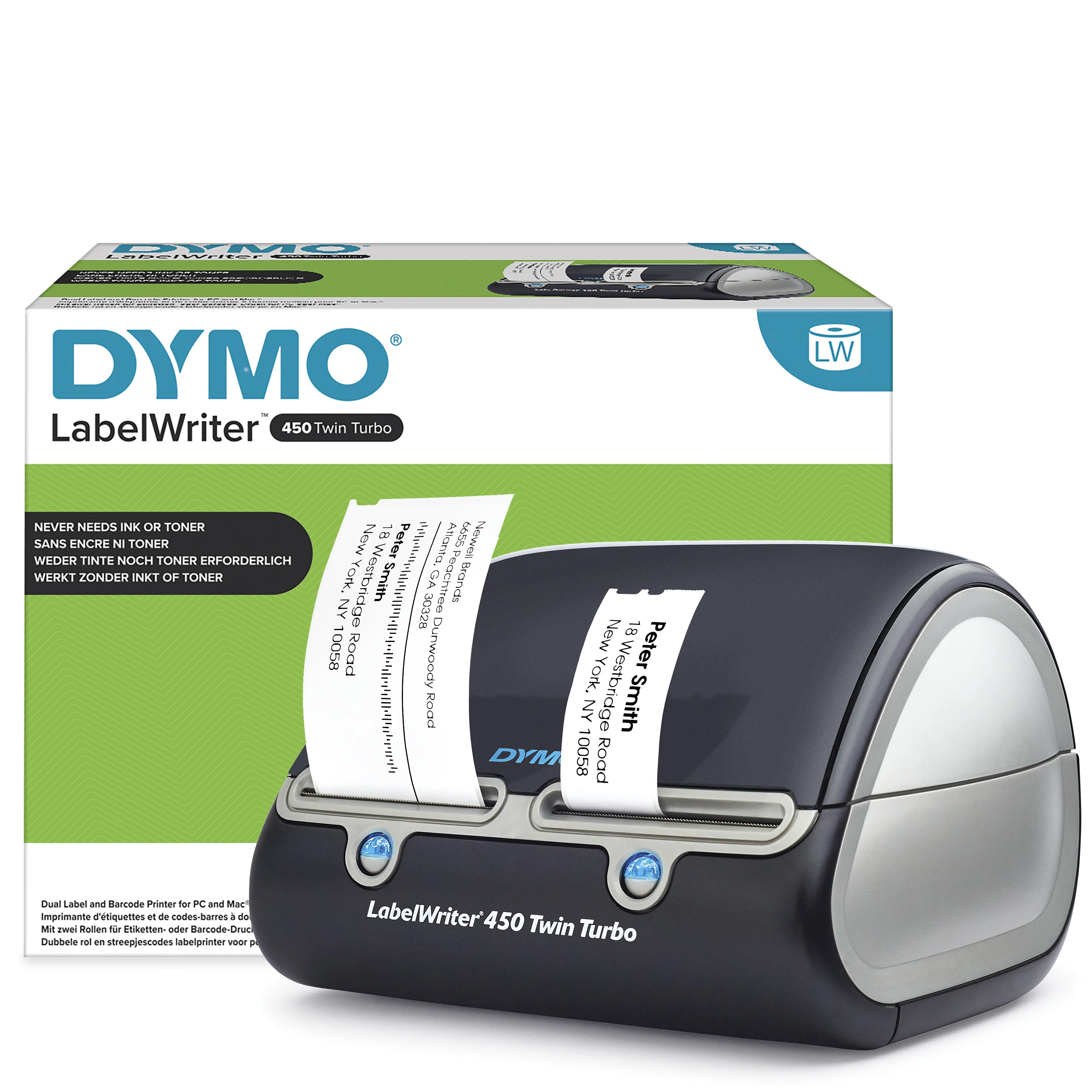 DYMO LabelWriter 450 Twin Turbo Etikettendrucker | für bis zu 71 Etiketten/Minute | Dual-Etiketten 300 dpi. Thermodirekt Etikettiergerät | USB | für LW Etiketten bis 60mm Breite