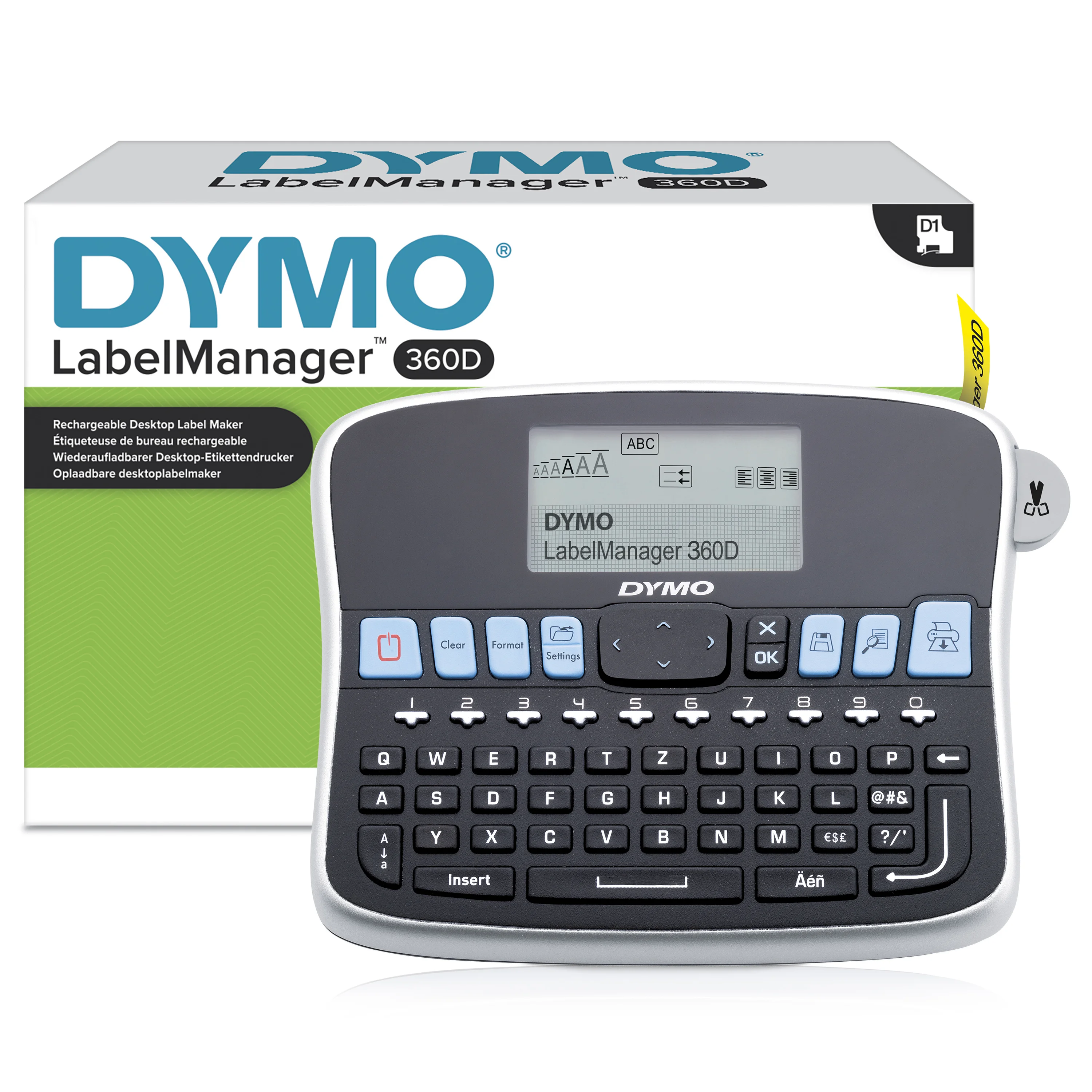 DYMO LabelManager 360D Professionelles Beschriftungsgerät | Etikettiergerät mit QWERTZ Tastatur | Einfache Textbearbeitung | für D1 Etiketten in 691219 mm Breite