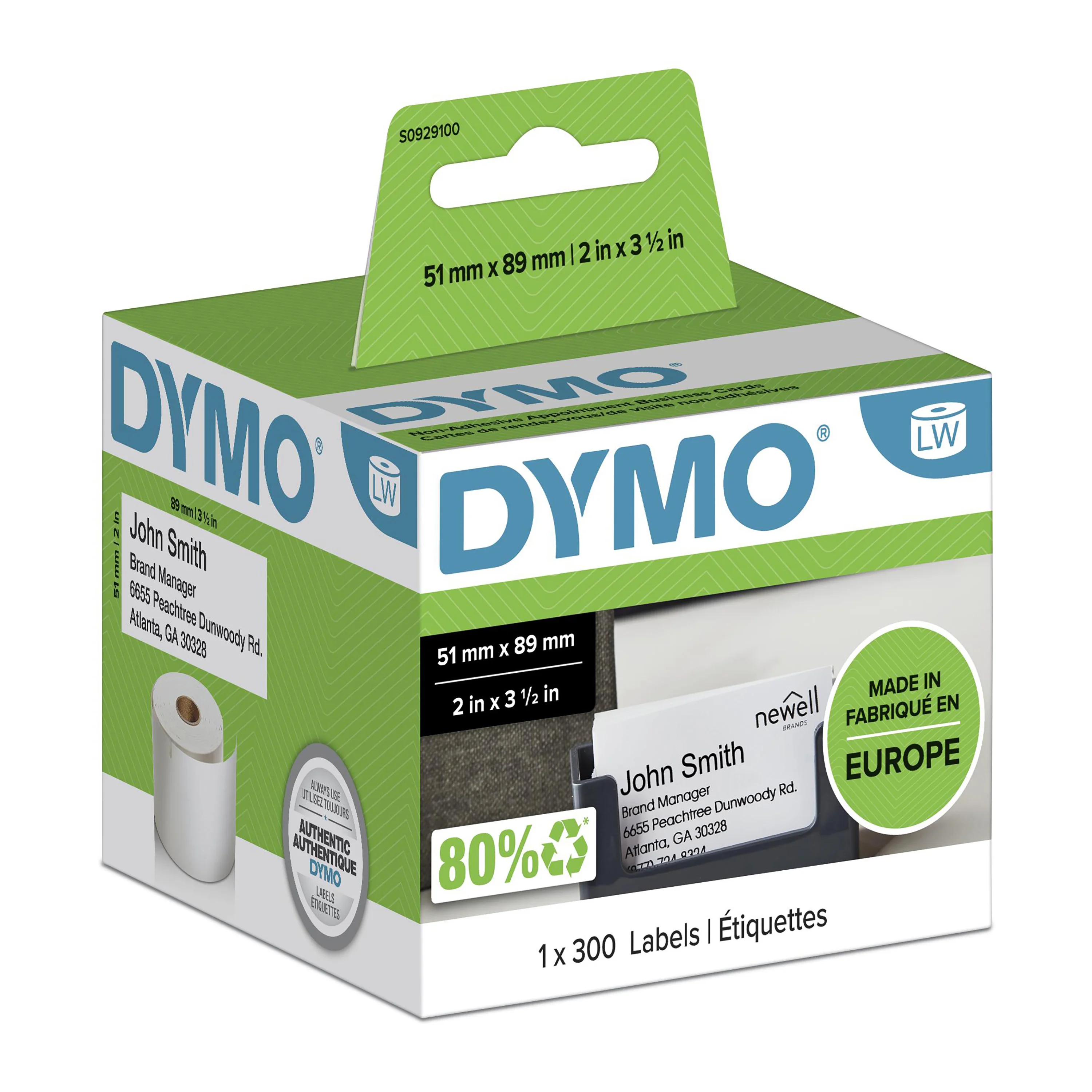DYMO Original LabelWriter Namenschilder-Etiketten | 51 mm x 89 mm | Rolle mit 300 Etiketten | selbstklebend | für LabelWriter Etikettendrucker und Beschriftungsgerät