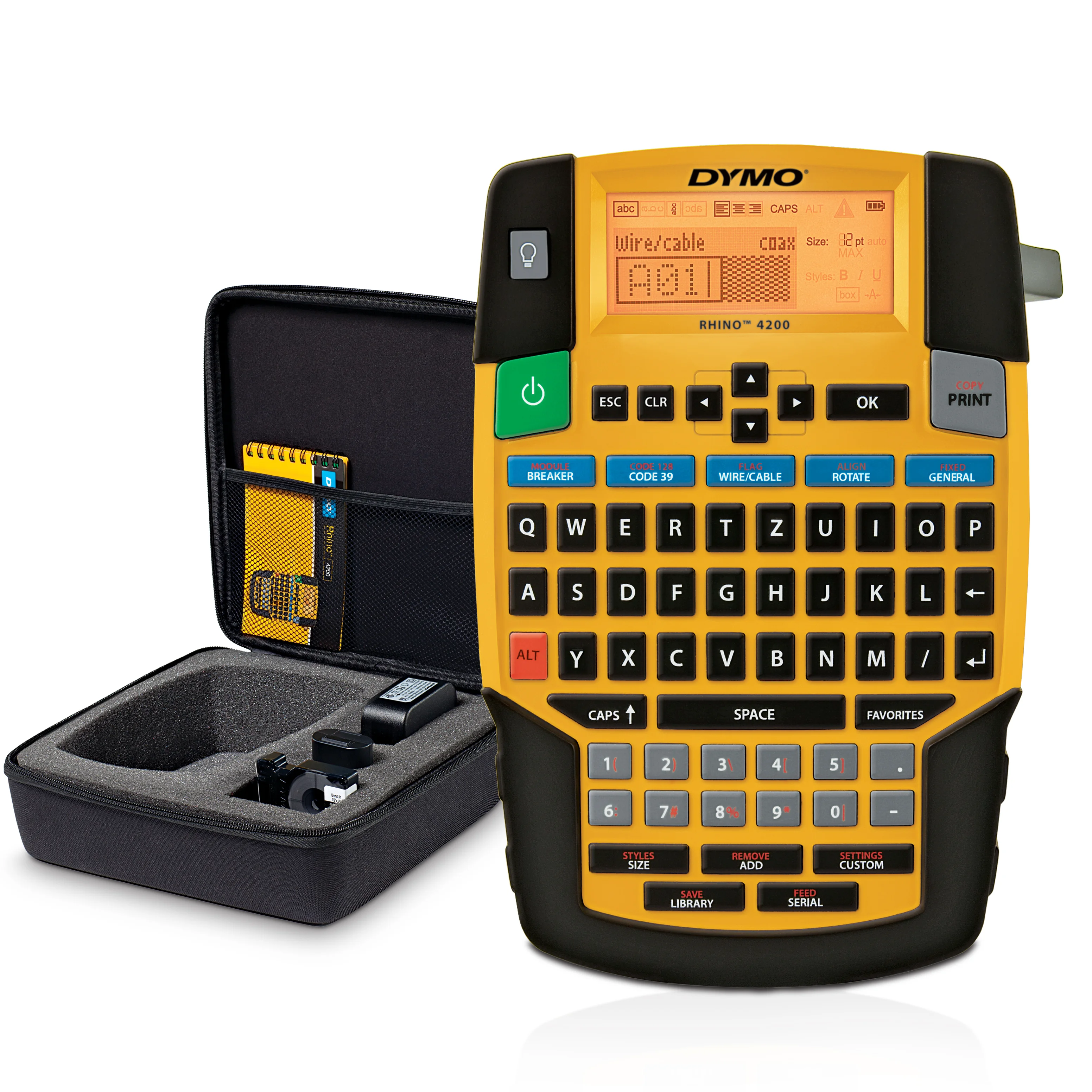 DYMO RHINO 4200 Etikettiergerät im stabilen Hartschalenkoffer | Industrielles Beschriftungsgerät mit QWERTZ Tastatur