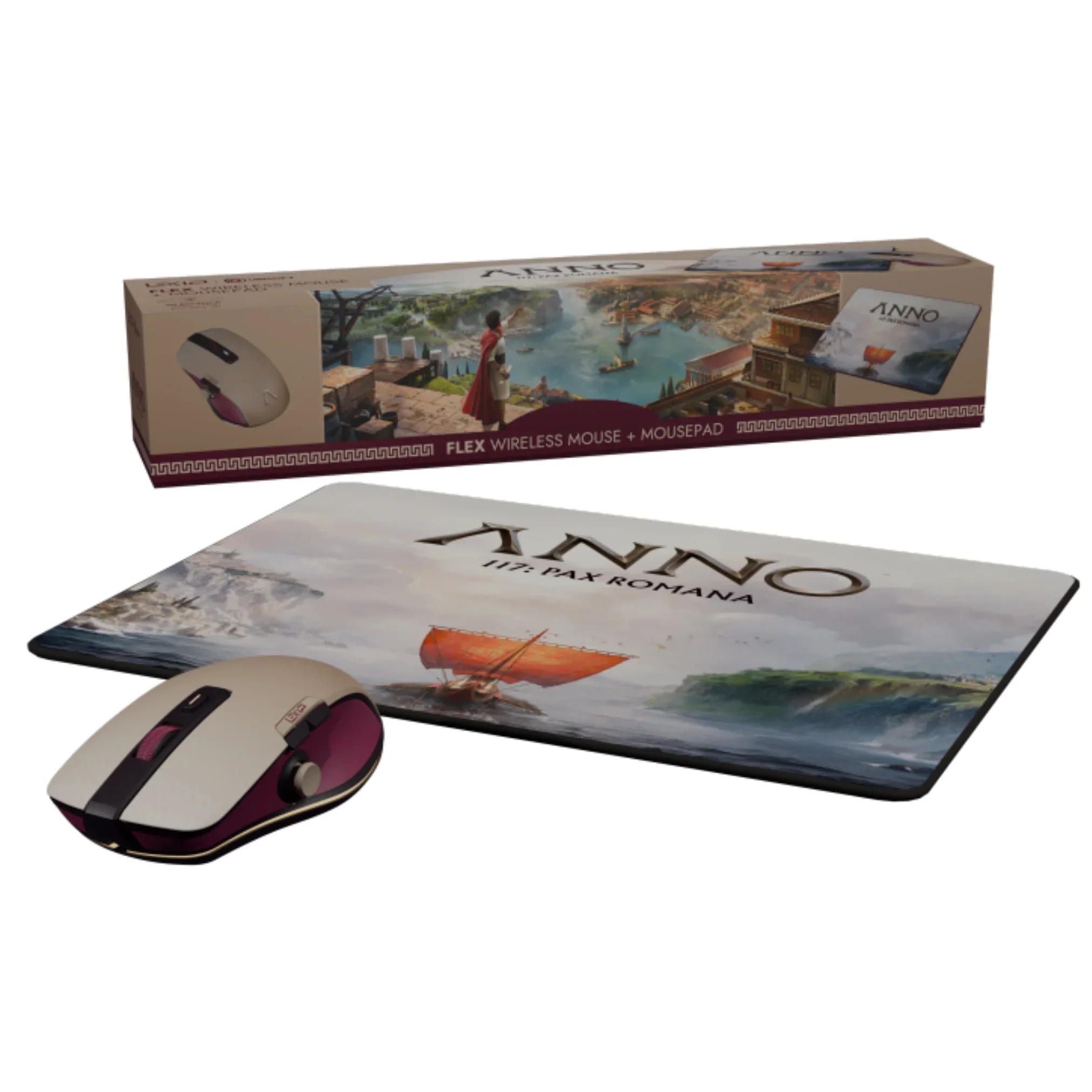 Lexip FLEX MOUSE kabellose Maus mit 3D-Joystick und Mauspad – Anno 117 Edition: Pax Romana