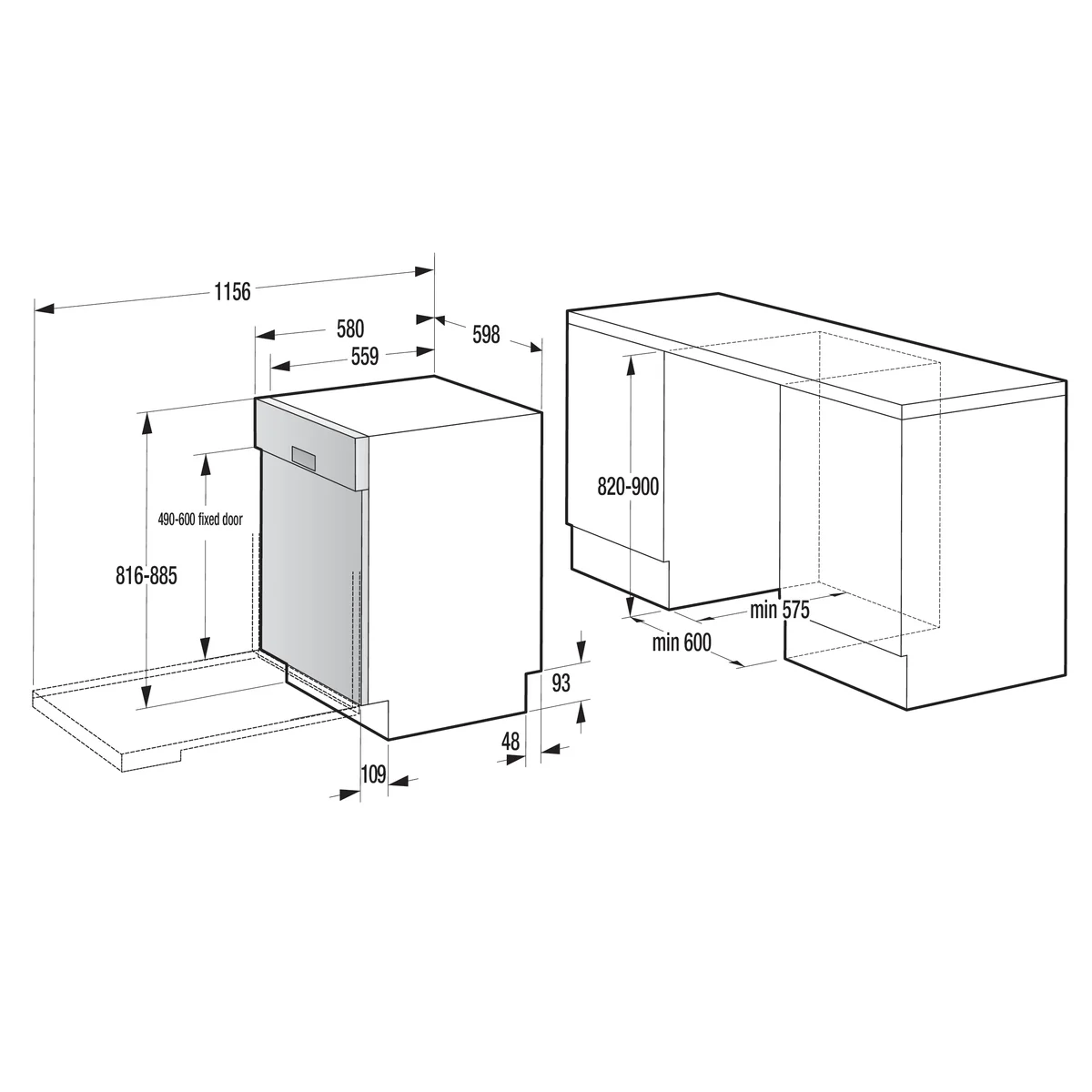 Gorenje G600 Teilintegrierbarer Geschirrspüler, 60 cm