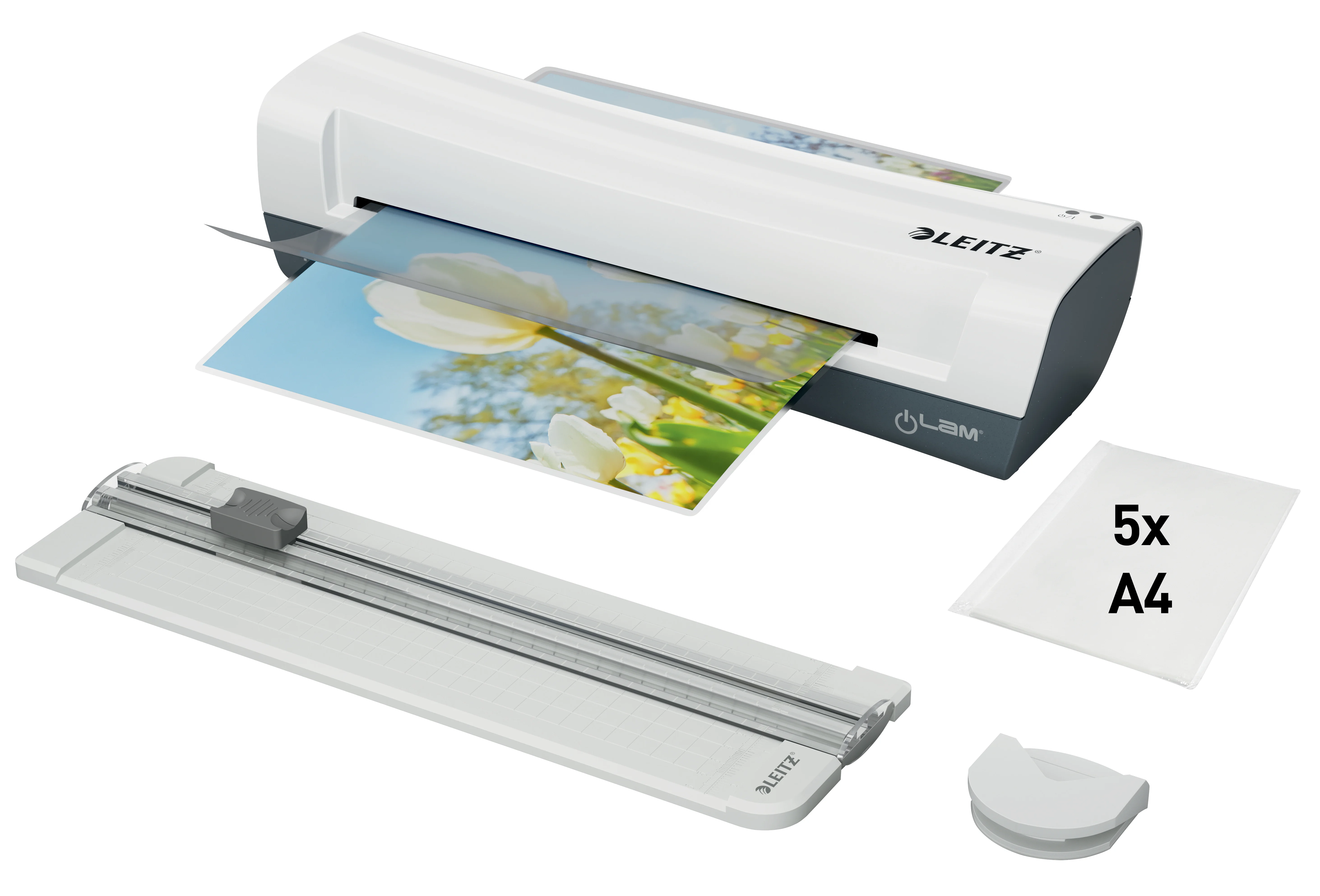 Leitz 74340001 Laminiergerät Heisslaminator 300 mm/min Grau, Weiß
