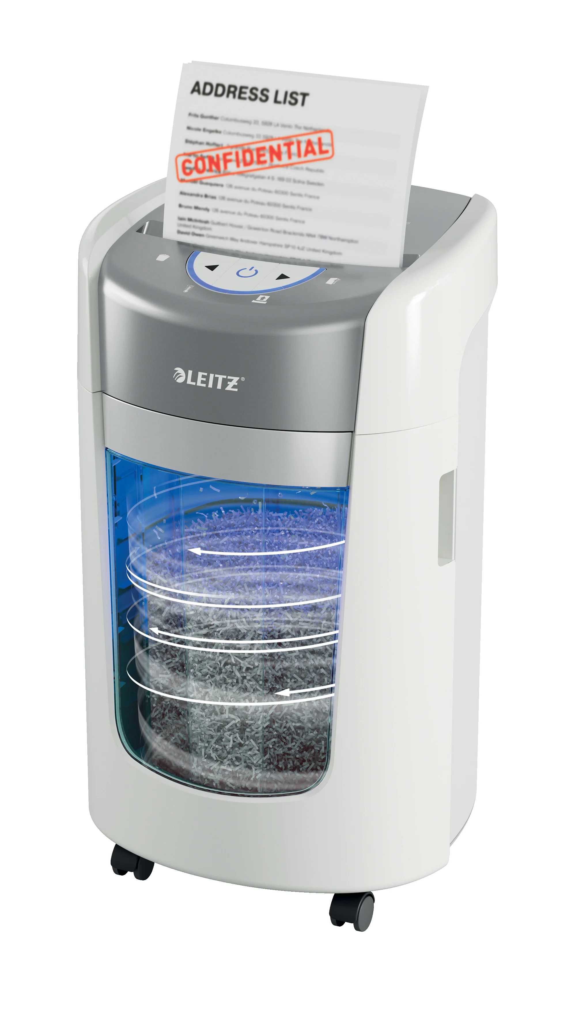 Leitz IQ OptiMax Home Office 225 Aktenvernichter Mikrogeschnittene Zerkleinerung 58 dB Grau, Weiß