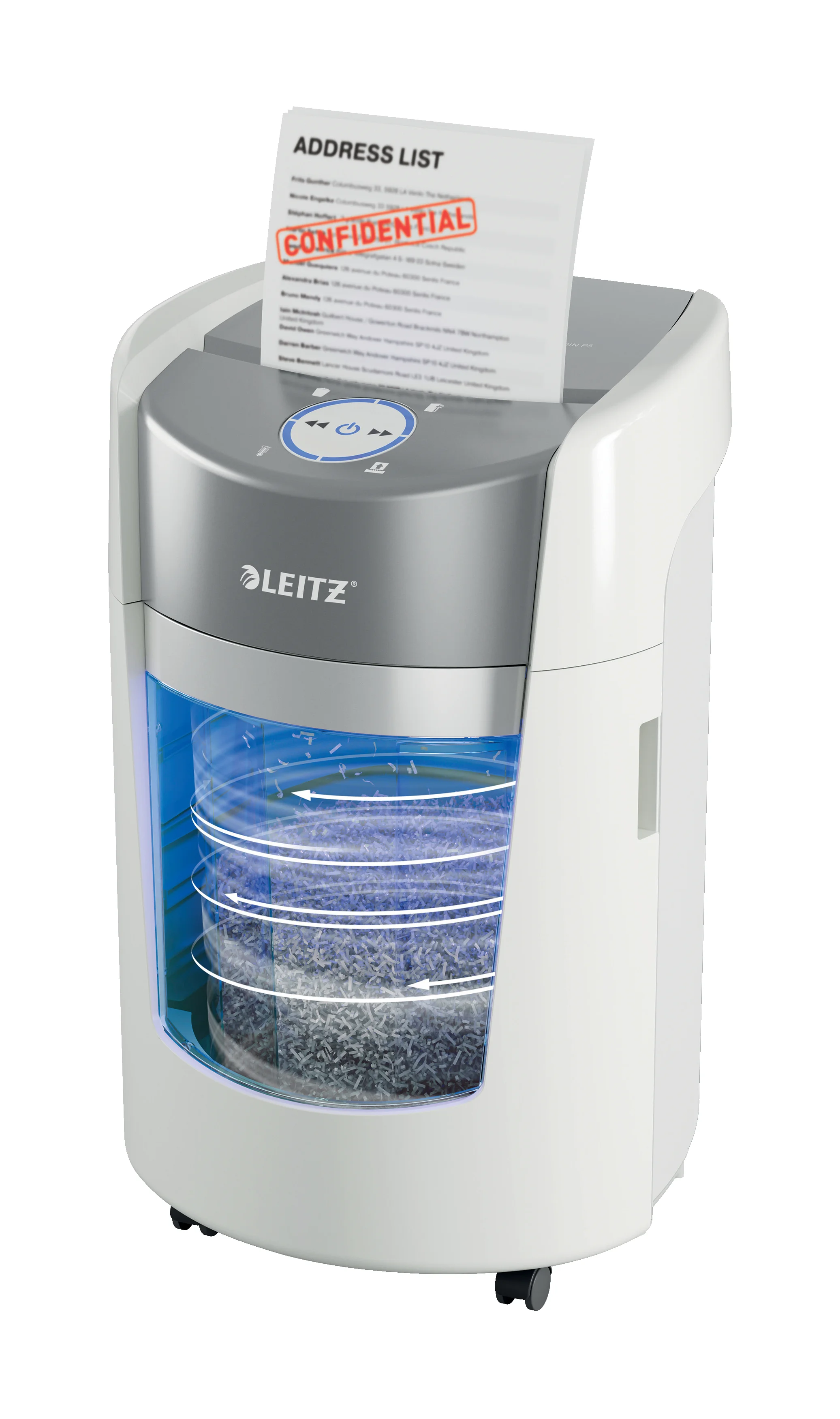 Leitz IQ OptiMax Small Office 350 Aktenvernichter Mikrogeschnittene Zerkleinerung 58 dB 22,3 cm Grau, Weiß