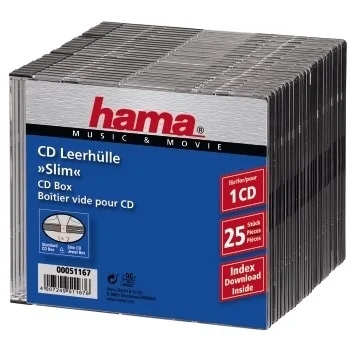 Hama CD Slim Box, black, pack of 25 pcs 1 Disks Schwarz