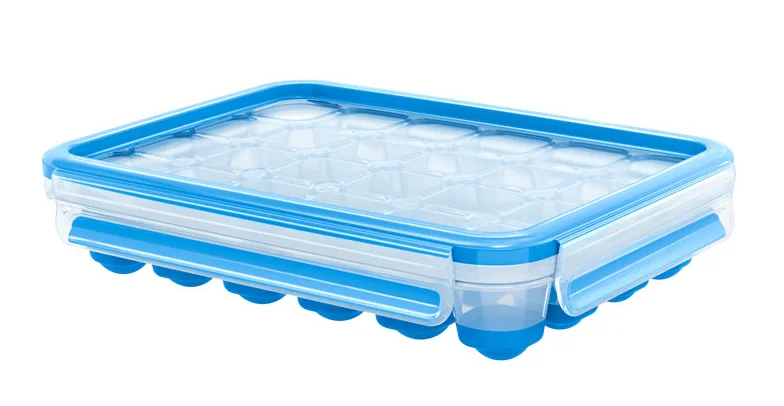 EMSA 514549 Clip & Close 2.0 Eiswürfelbox Transparent/Blau