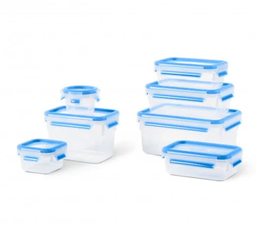 EMSA N1031600 Lebensmittelaufbewahrungsbehälter Rechteckig Set 5,75 l Blau, Transparent 7 Stück(e)