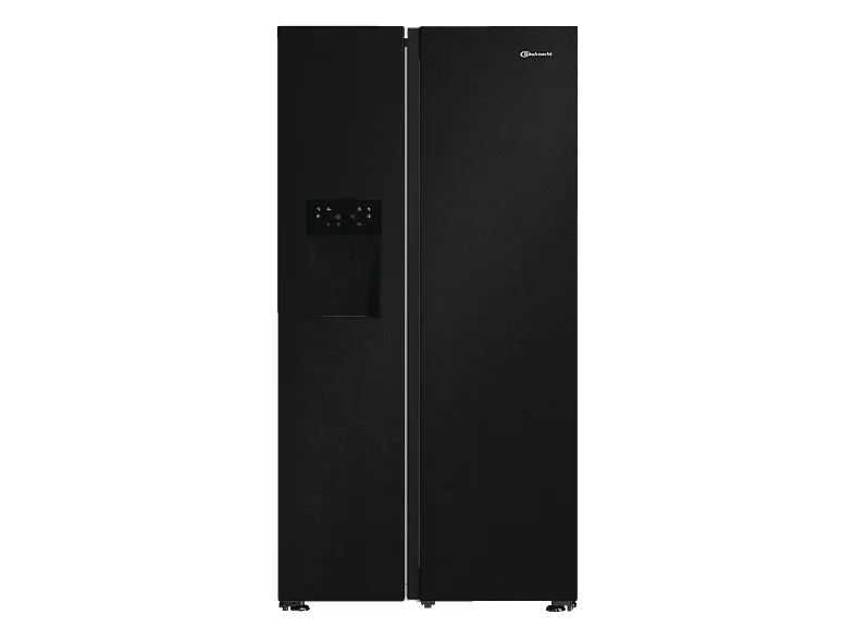 BAUKNECHT SBS IW E90 Black, Wasser- & Eiswürfelspender, Side by (578 l, E, 1790 mm hoch, Edelstahloptik schwarz)