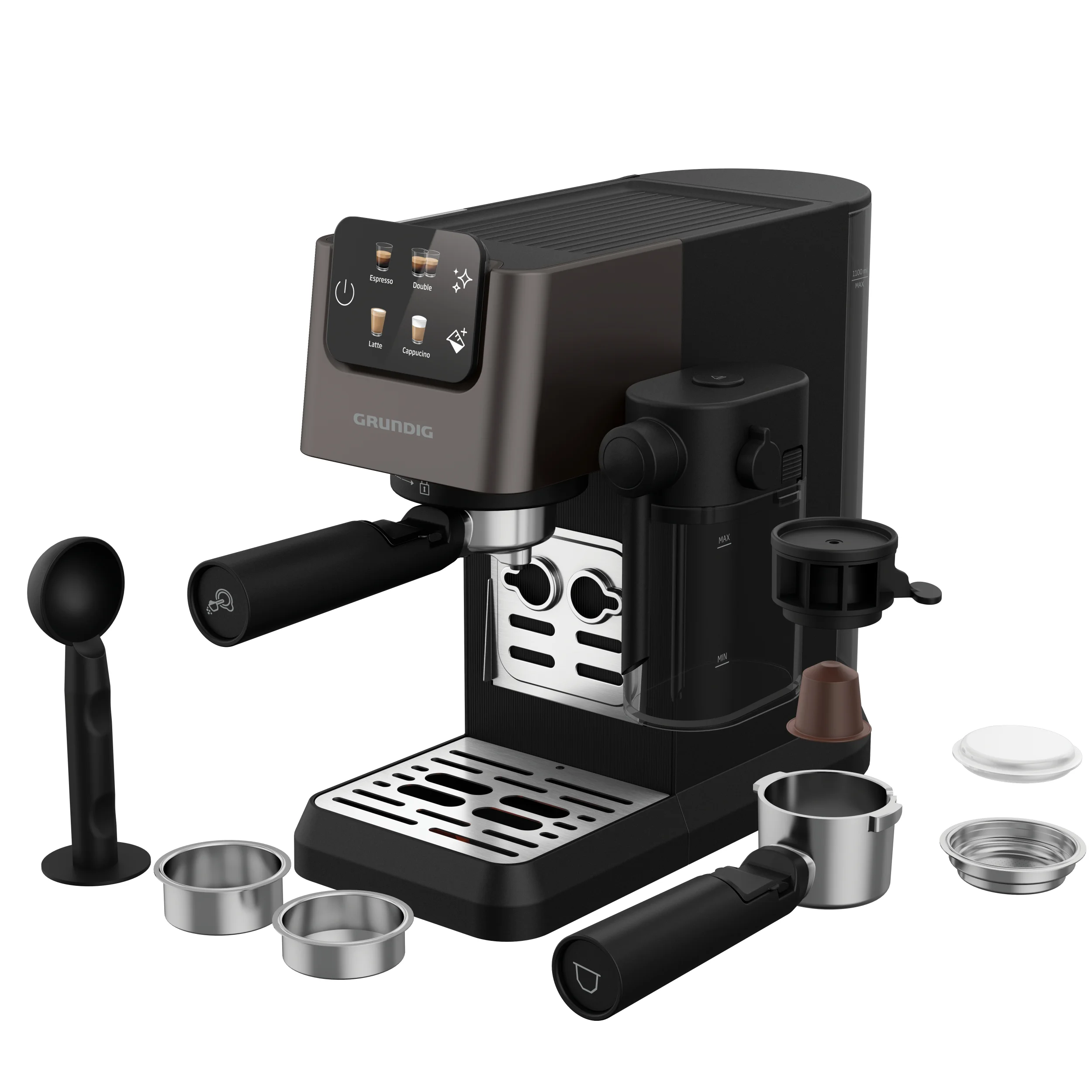 Grundig KSM 6430Delisia Coffee Yarı Otomatik Kapsüllü Süt Hazneli Espresso Makinesi Halbautomatisch Espressomaschine 1,1 l