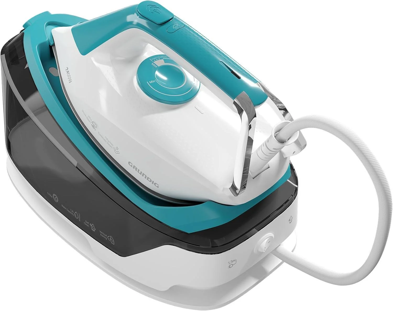 Grundig SIS 6550 2400 W 1,2 l Keramik-Ultra-Glide-Sohlenplatte Türkis, Weiß