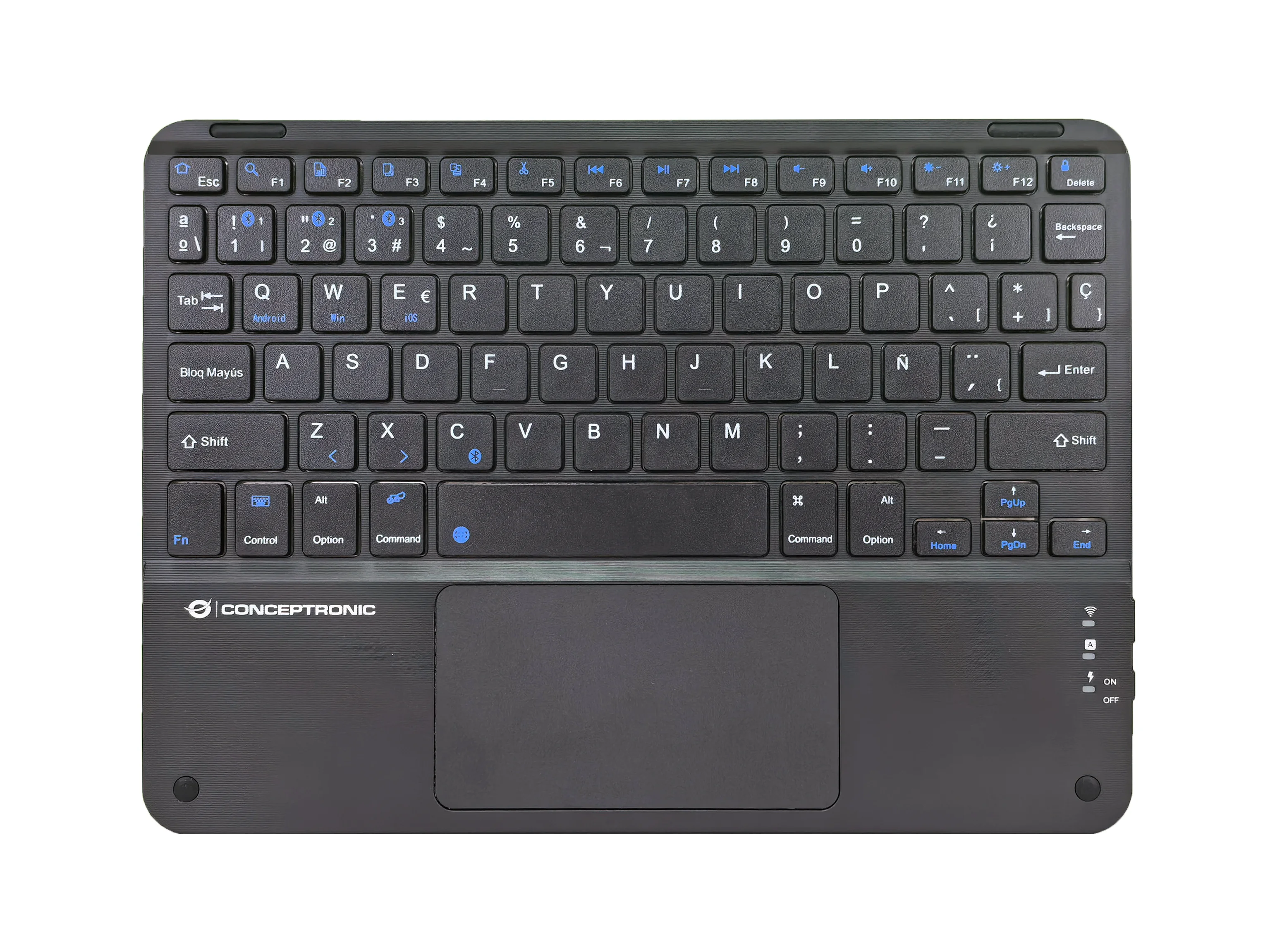 Conceptronic TOBIN01BES 10-Zoll-Bluetooth-Tastatur mit Touchpad, QWERTY Spanisch