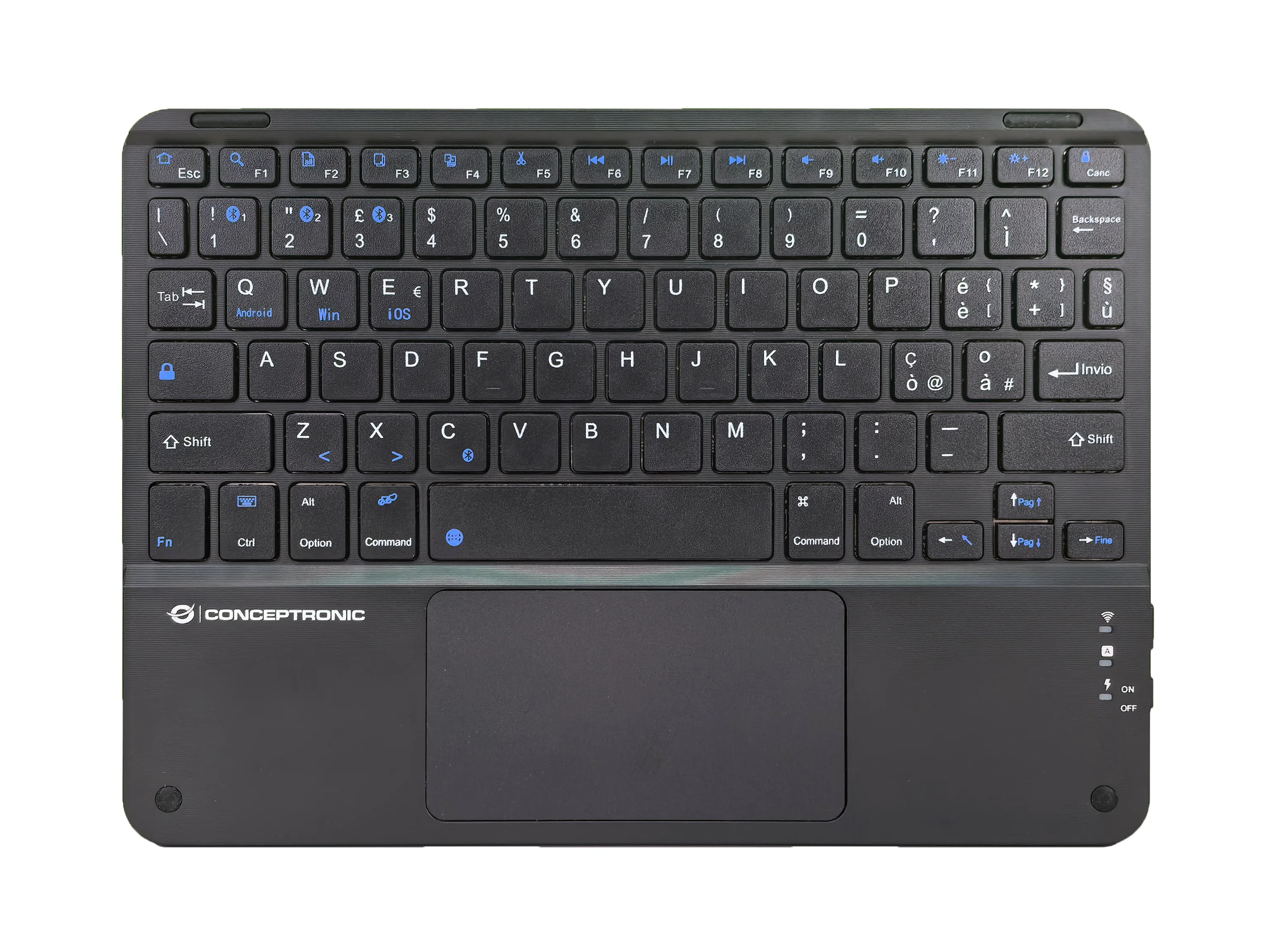 Conceptronic TOBIN01BIT 10-Zoll-Bluetooth-Tastatur mit Touchpad, QWERTY Italienisch