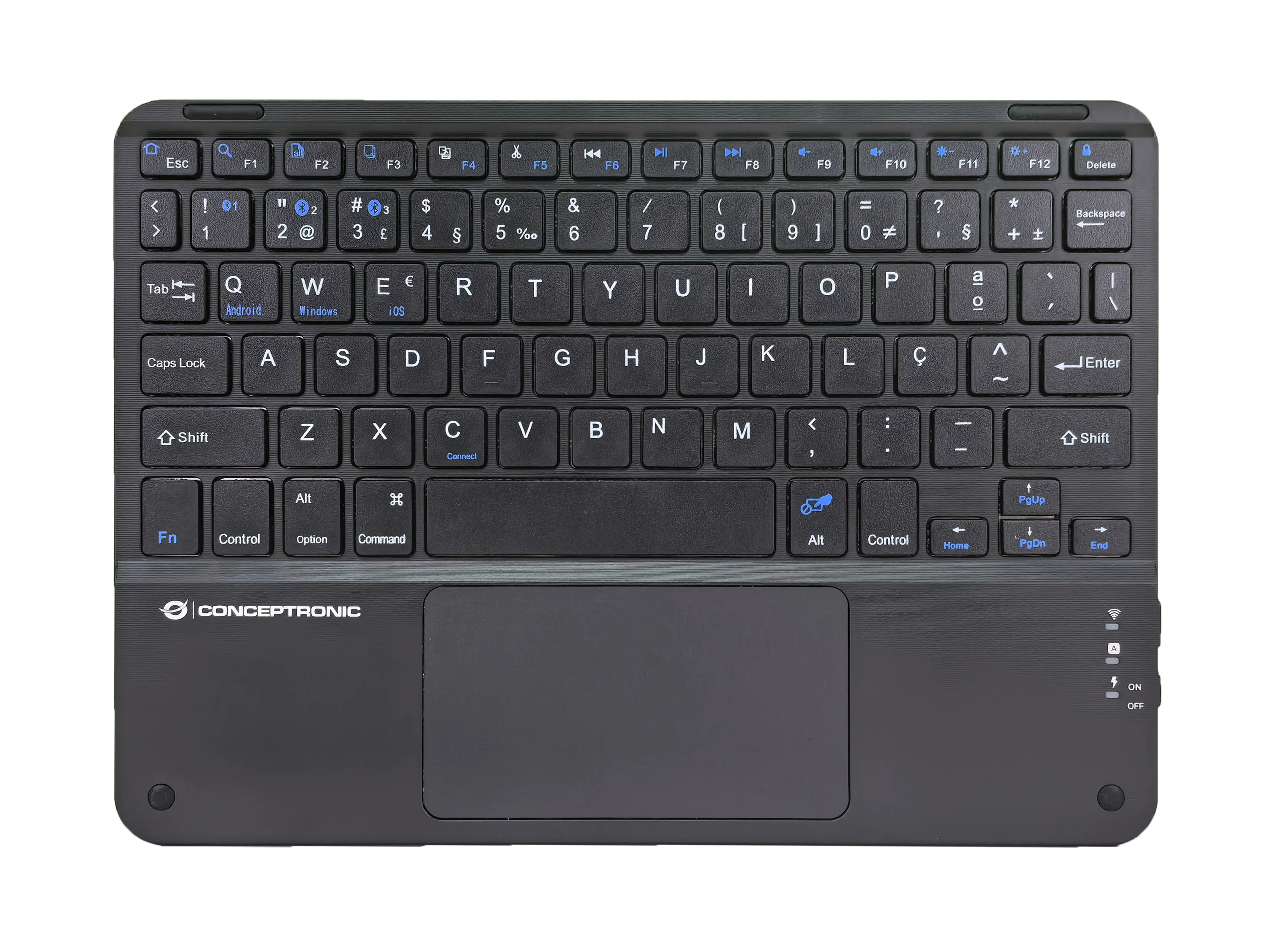 Conceptronic TOBIN01BPT 10-Zoll-Bluetooth-Tastatur mit Touchpad, QWERTY Portugiesisch