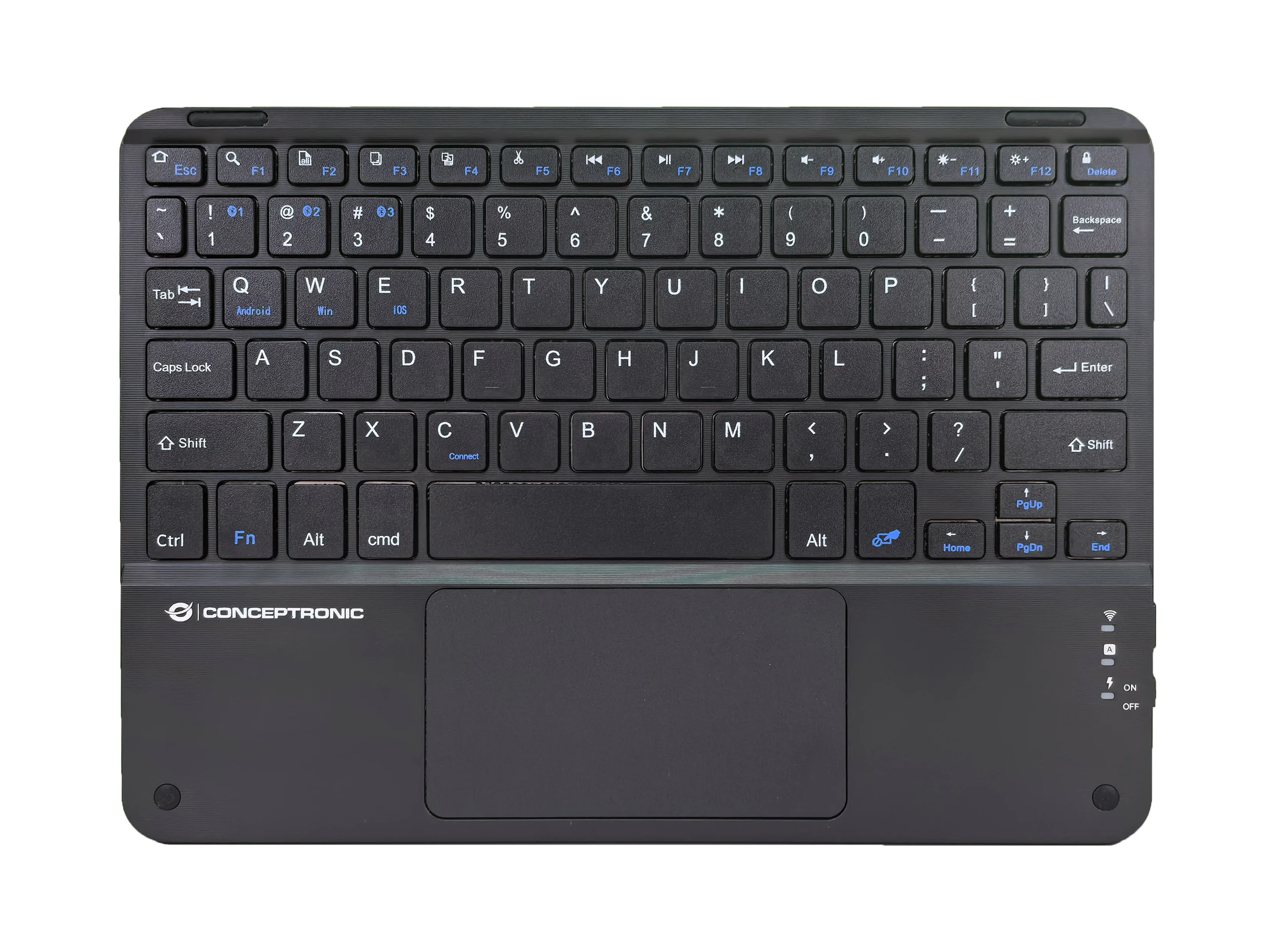 Conceptronic TOBIN01BUS 10-Zoll-Bluetooth-Tastatur mit Touchpad, QWERTY EN (US)