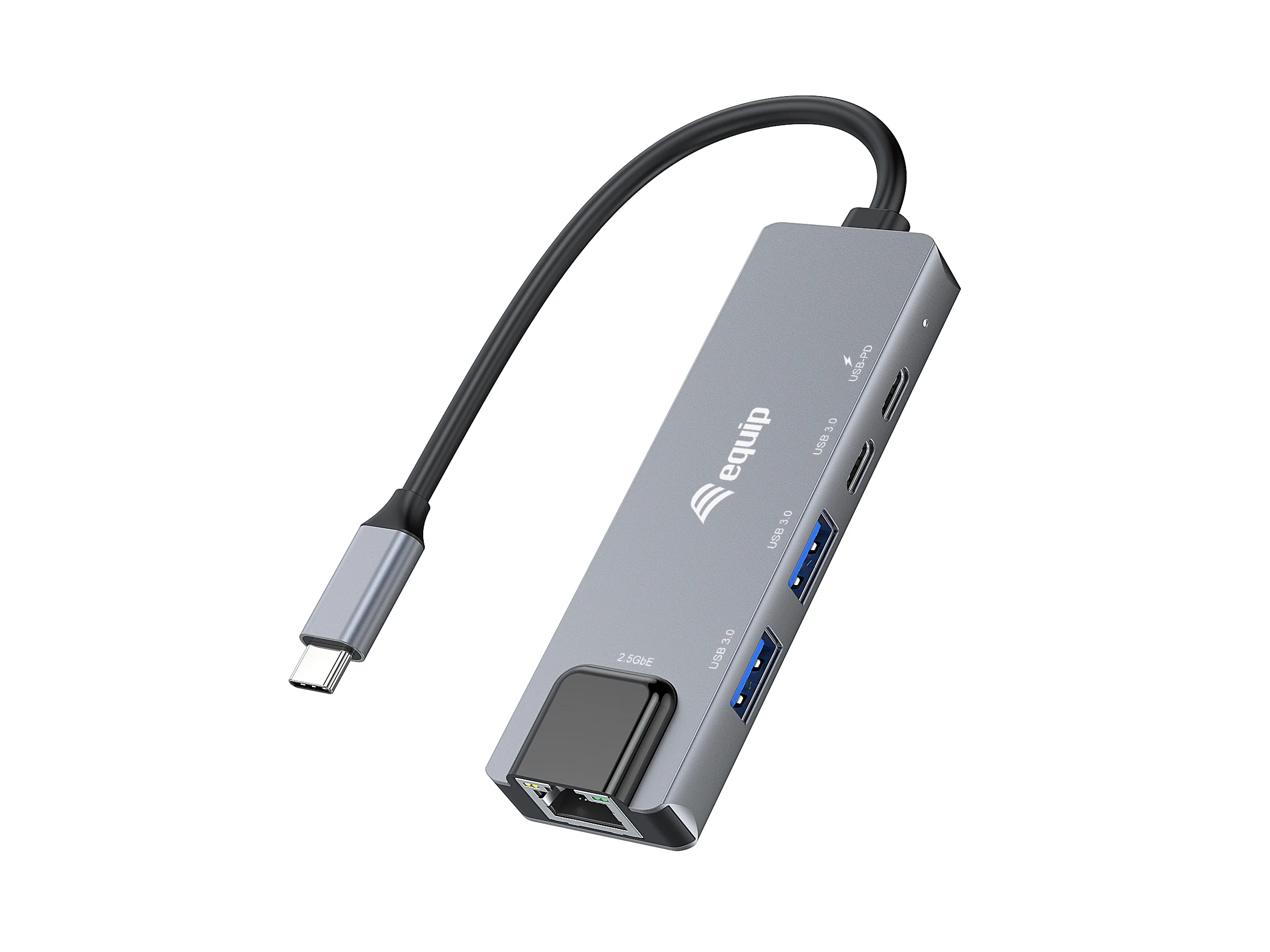 Equip 5-in-1 Multifunktionsadapter, 2,5 GbE, USB-A x 2, USB-C x 1, USB-C, 100W USB PD