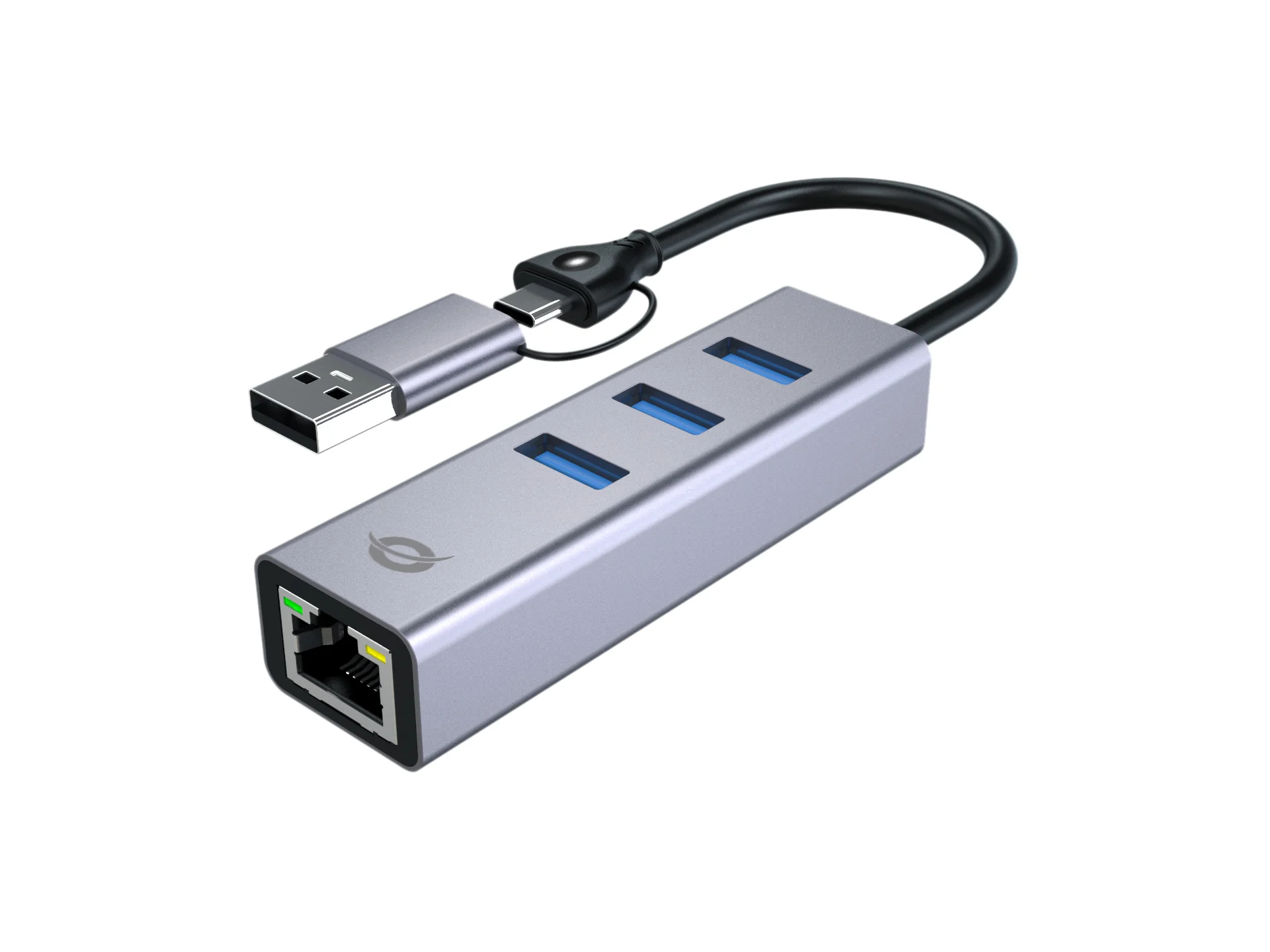 Conceptronic ABBY25G USB zu Gigabit-Netzwerkadapter mit 3-Port-USB-Hub