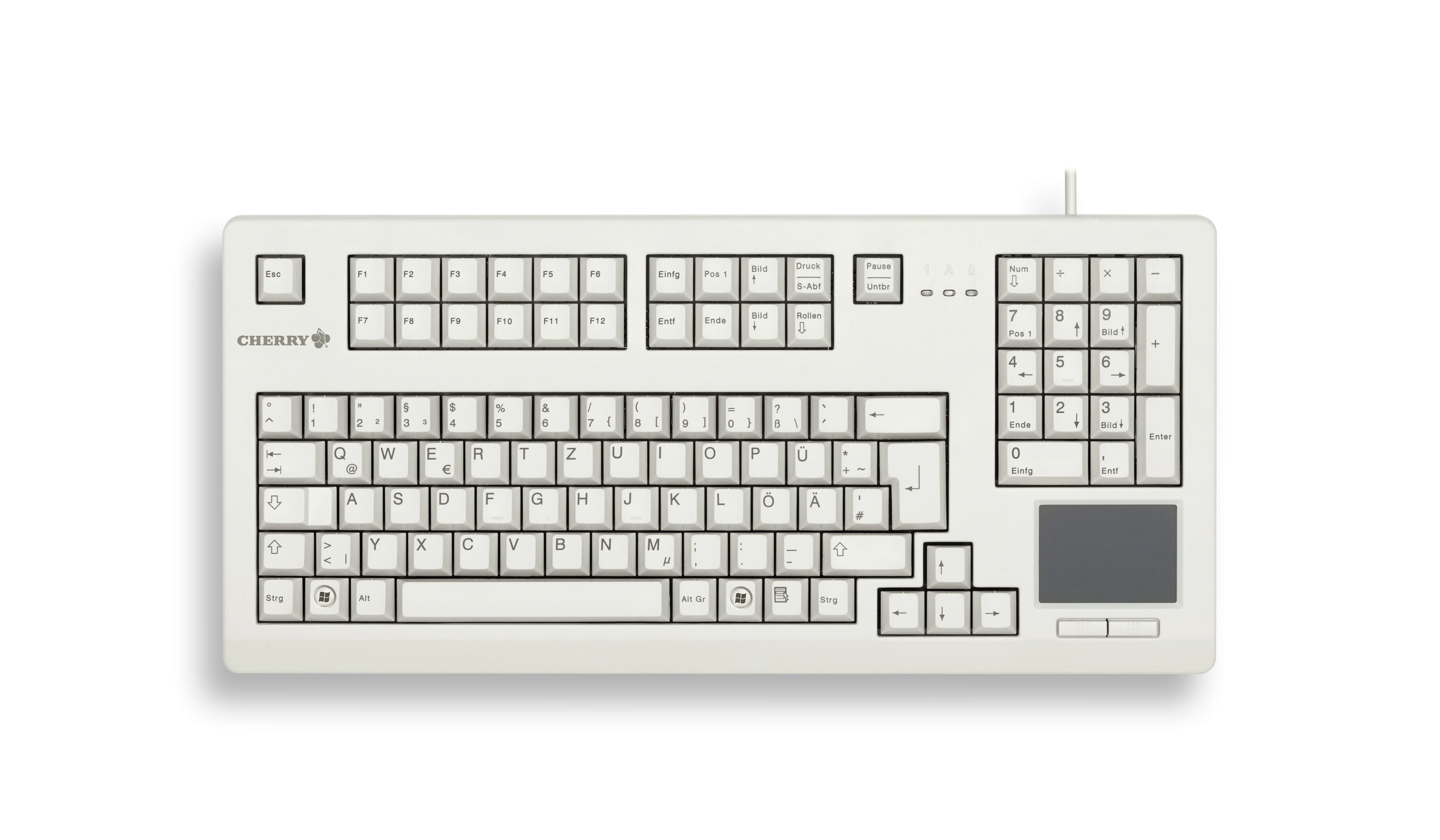 CHERRY TouchBoard G80-11900 Kabelgebundene Tastatur mit Touchpad, Hell Grau, USB (QWERTZ - DE)