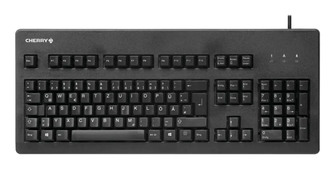 CHERRY G80-3000 Schwarze SWITCH Kabelgebundene Tastatur, Schwarz, USB/PS2 (QWERTZ - DE)