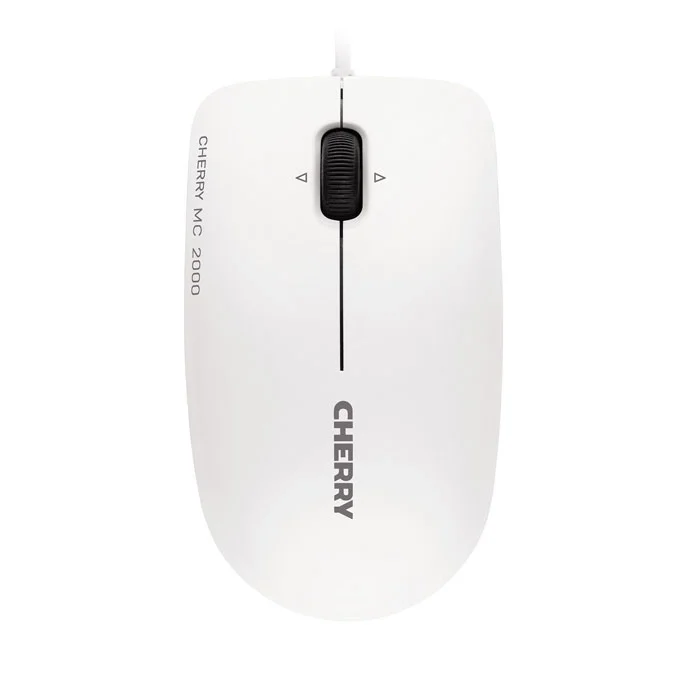 CHERRY MC 2000 Kabelgebundene Maus mit schwenkbarem Rad, Weiß Grau, USB
